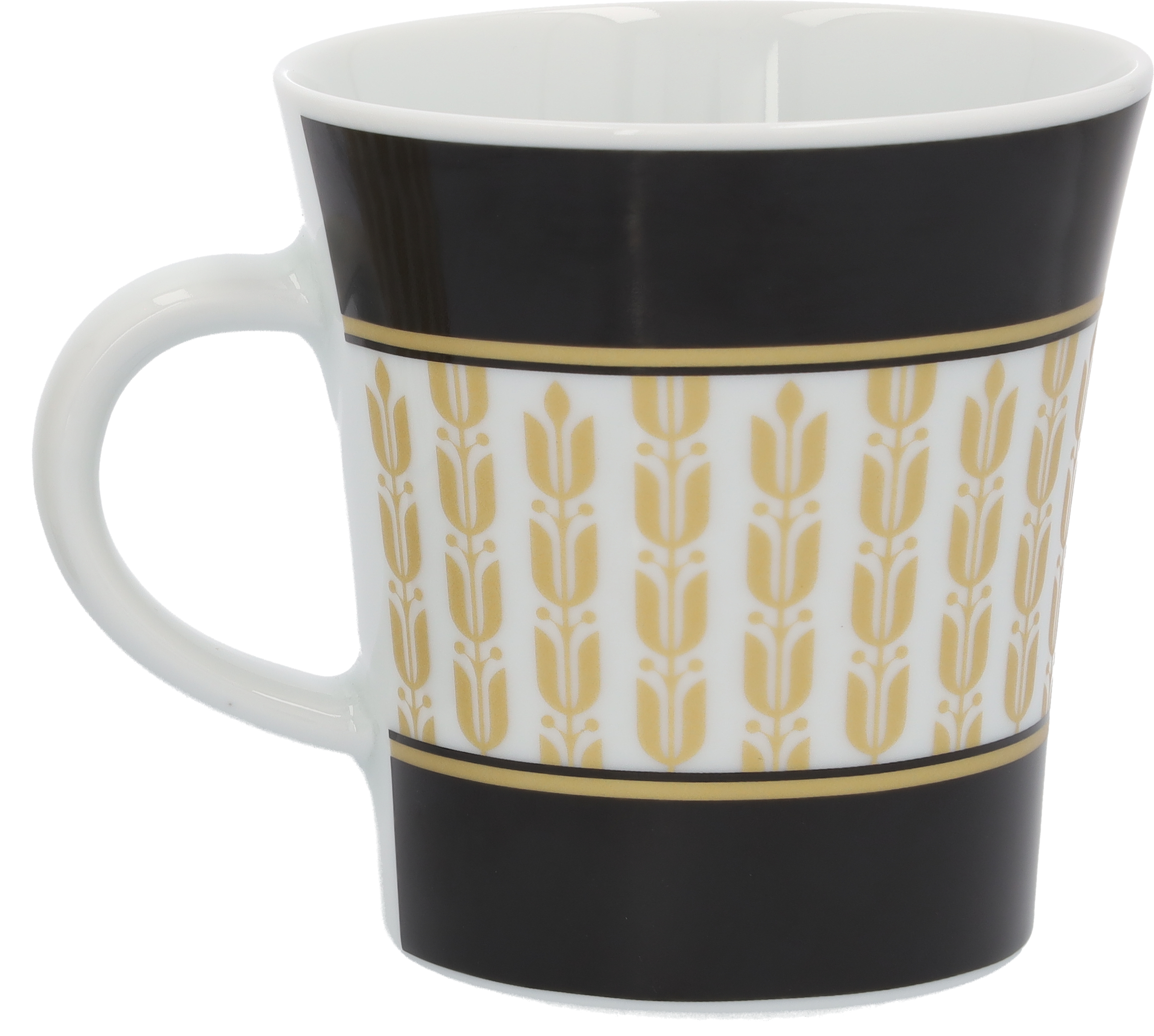 Kaffeebecher - schwarz / weiß / goldfarben, Porzellan, 300 ml, Kahla