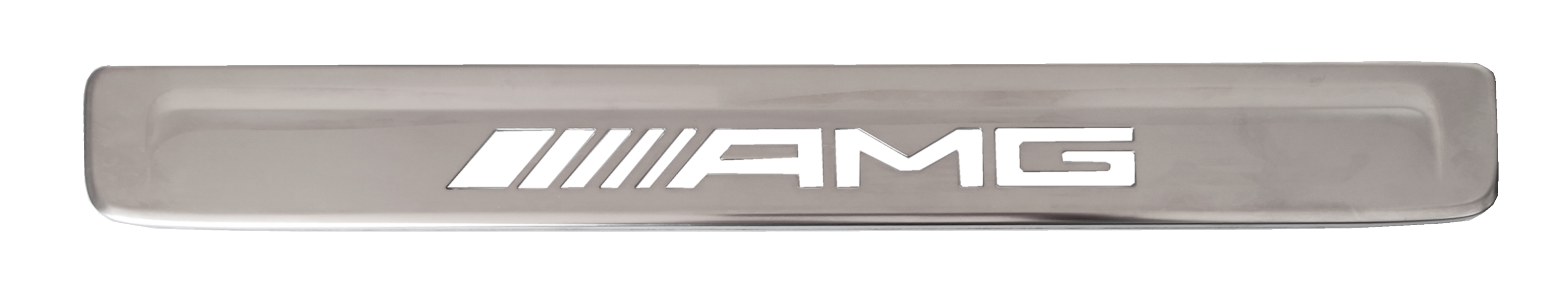 Wymienna nakładka na podświetlaną listwę progową, AMG, z przodu, 2-elementowy - stal nierdzewna, srebrny / biały