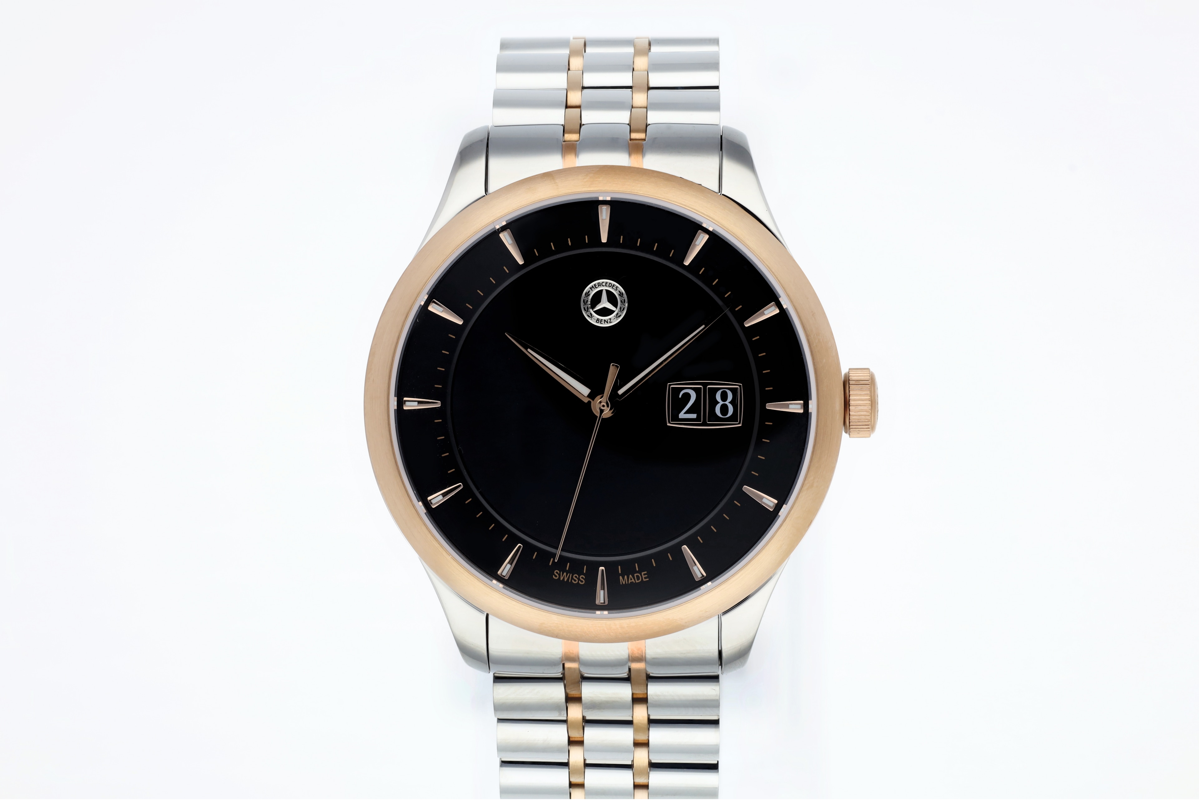 Armbanduhr Herren, Classic, Elegance - schwarz / silberfarben / roségoldfarben, Edelstahl