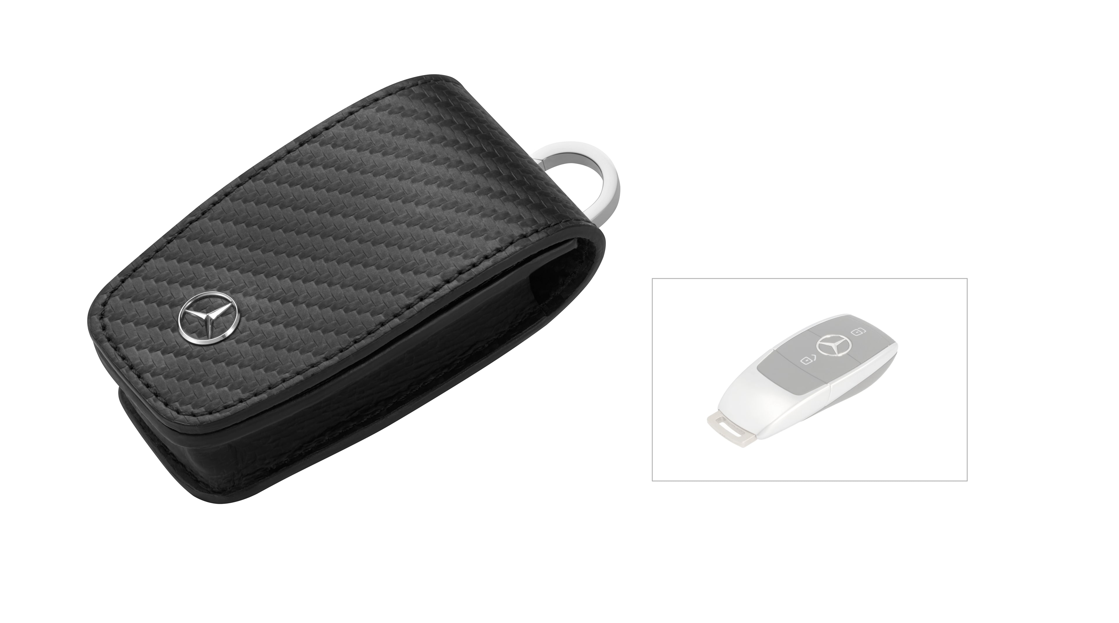 Schlüsseletui - carbon, Carbonleder / Edelstahl