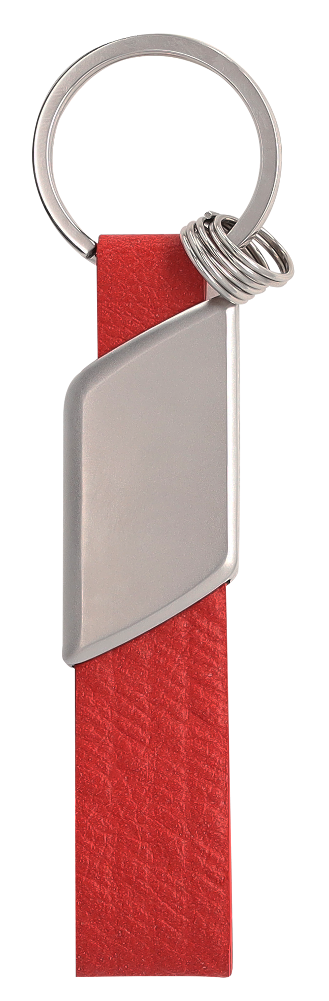 AMG Schlüsselanhänger - rot / silberfarben, Edelstahl / Apfelleder (vegan)