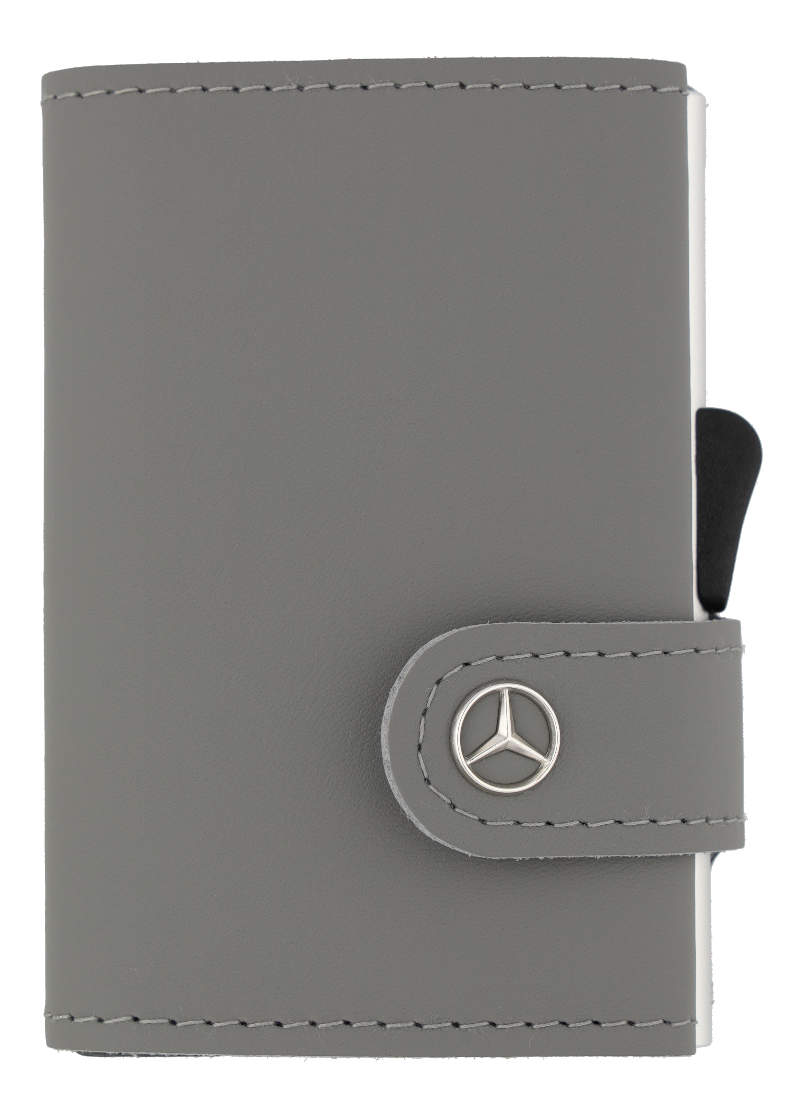 Mini-Geldbörse, Fahrzeugleder - silbergrau, Rindleder