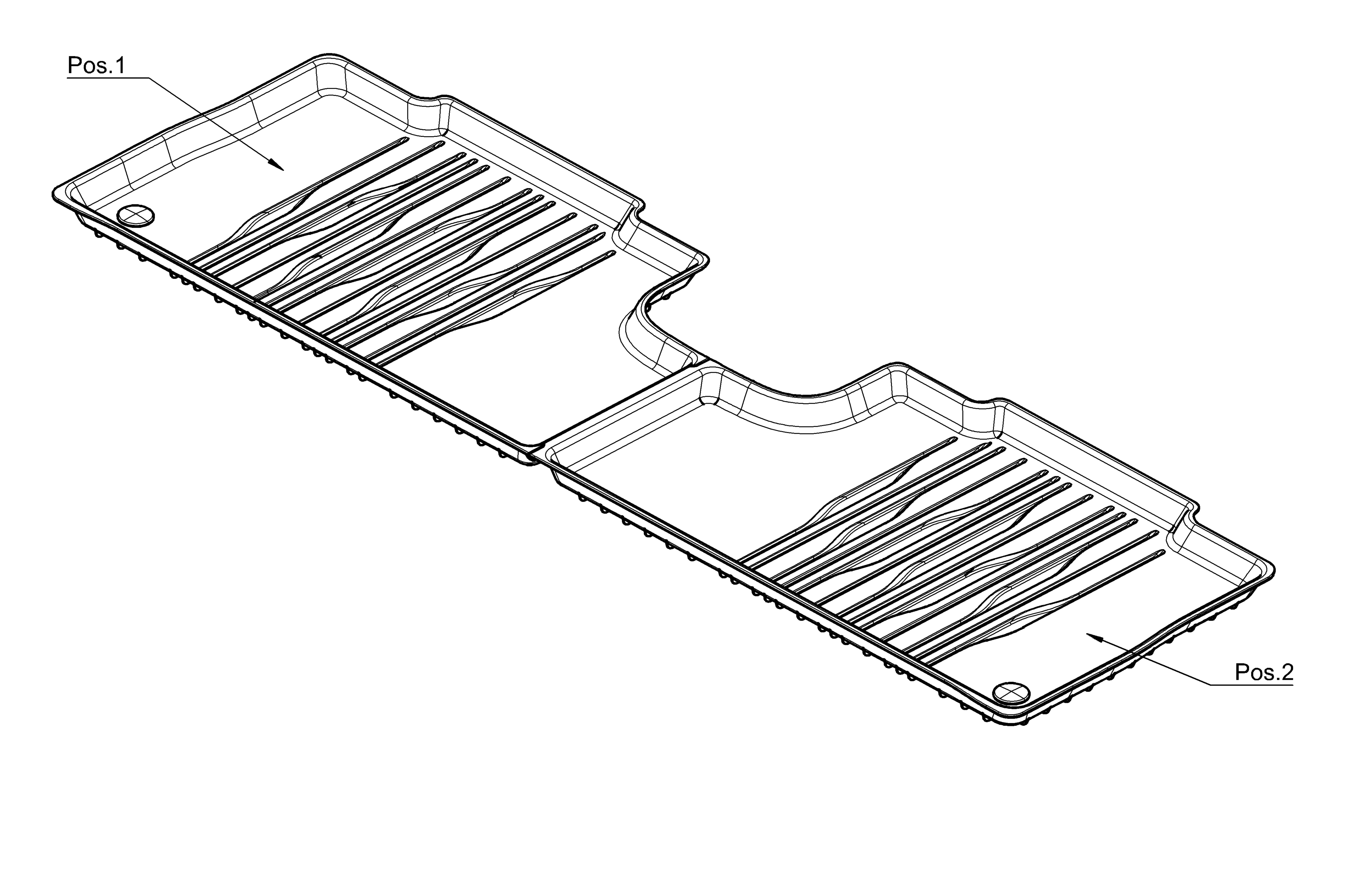 Allwettermatten, Dynamic Lines, Fond, 2-teilig - LL/RL, schwarz