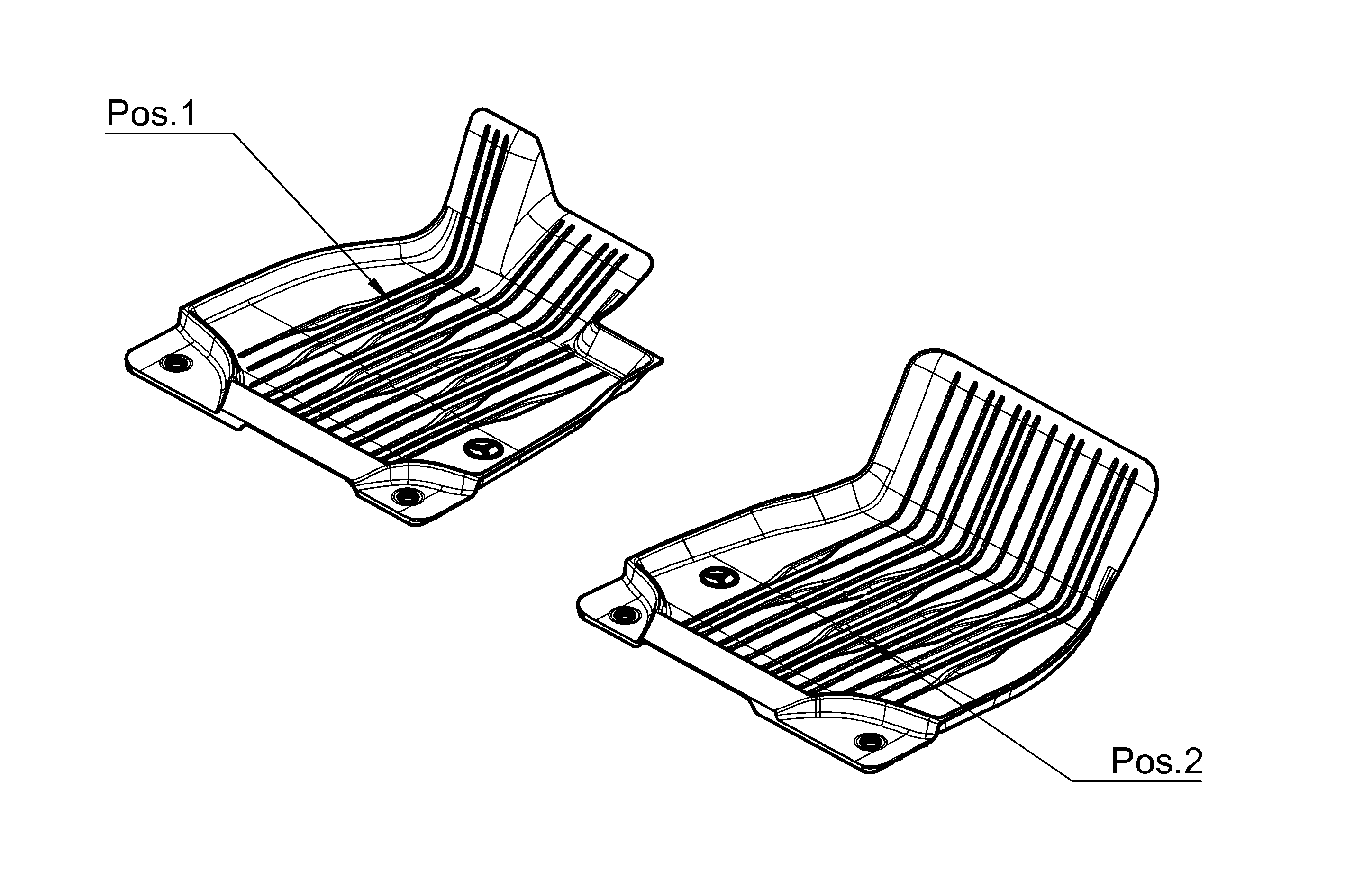 Allwettermatten, Dynamic Lines, Fahrer-/Beifahrermatte, 2-teilig - LL, balaobraun