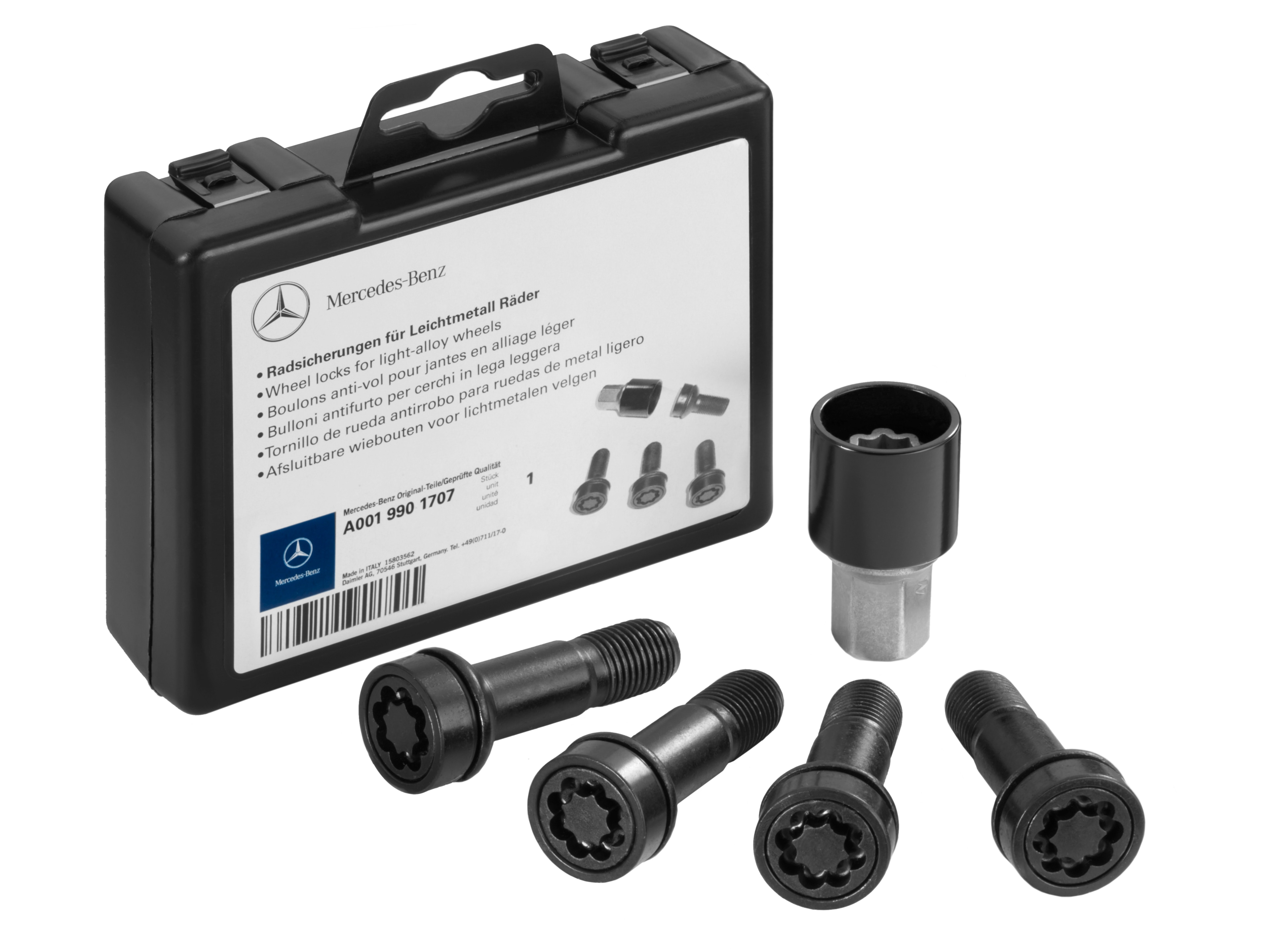 Zestaw zabezpieczeń kół, M14 x 1,5 x 45 - czerń