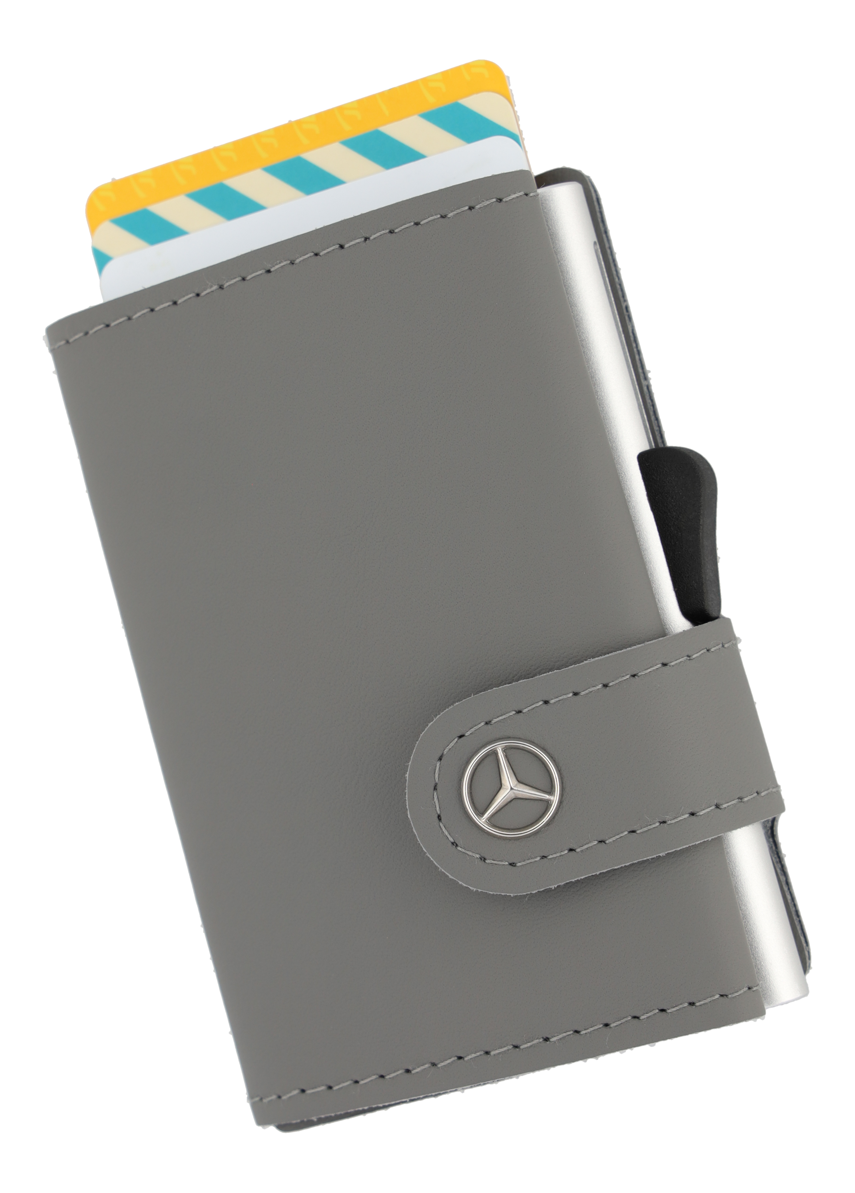 Mini-Geldbörse, Fahrzeugleder - silbergrau, Rindleder