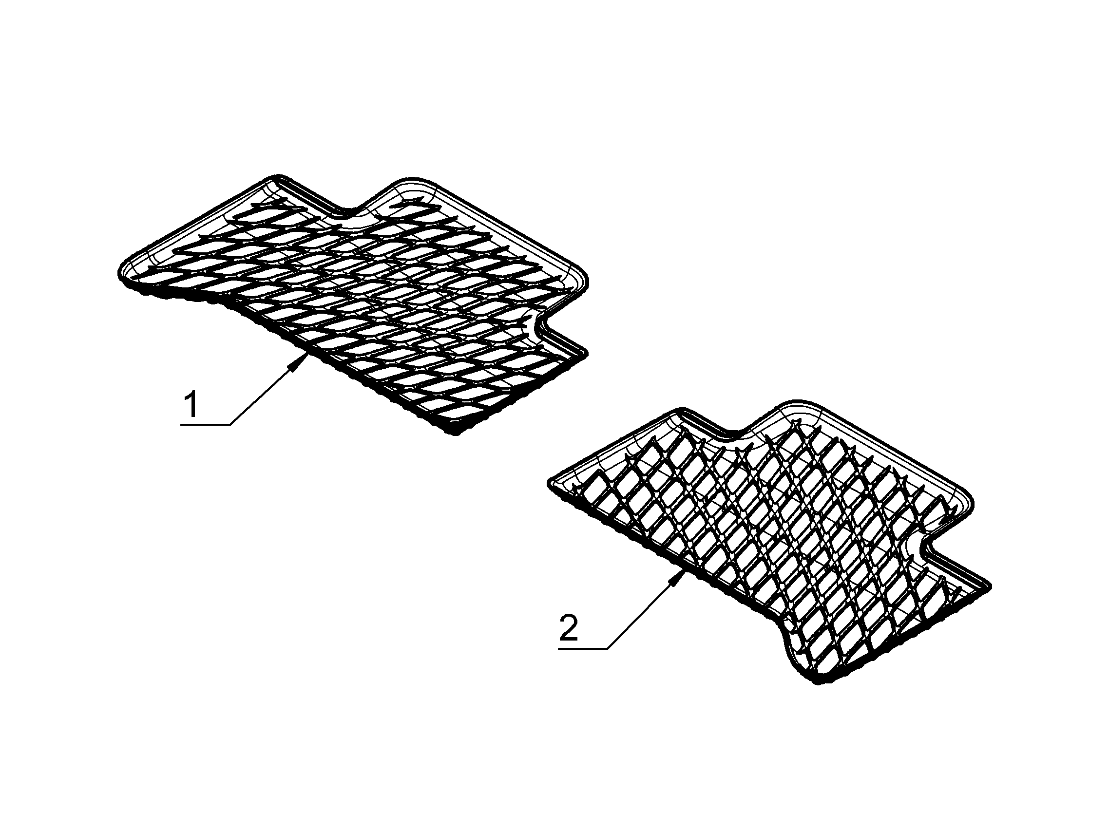 Wkładka do wnęki na nogi, Dynamic Squares, Tył, Zestaw 2-częściowy - kierownica z lewej/prawej strony, czerń
