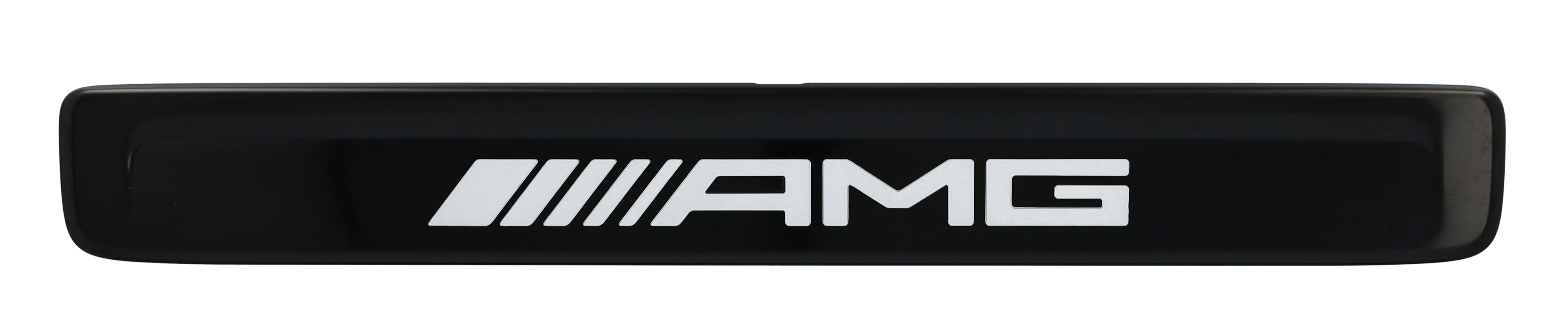 Wymienna nakładka na podświetlaną listwę progową, AMG, z przodu, 2-elementowy - stal nierdzewna, czerń / biały