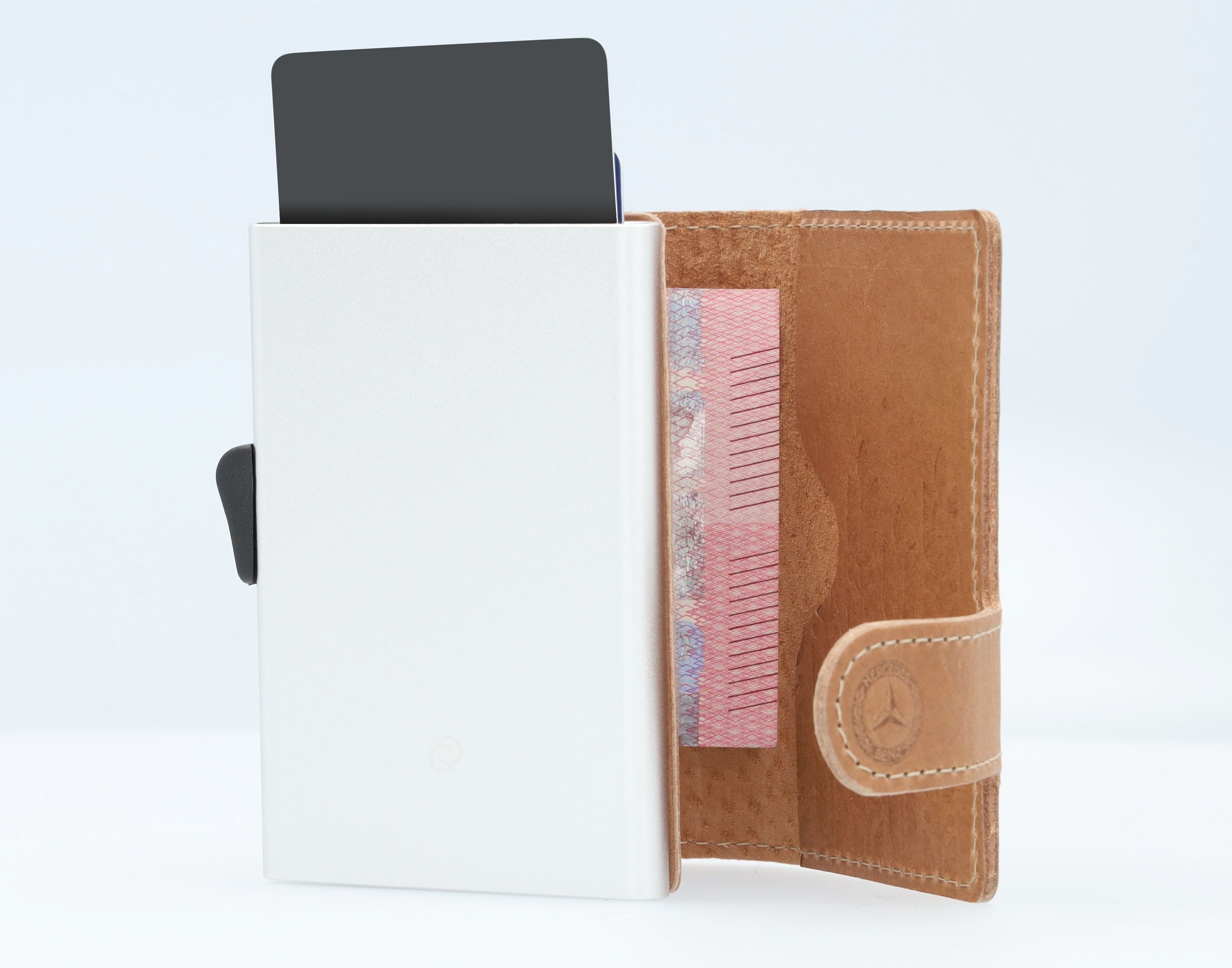 Mini portfel - cognac, skóra bydlęca