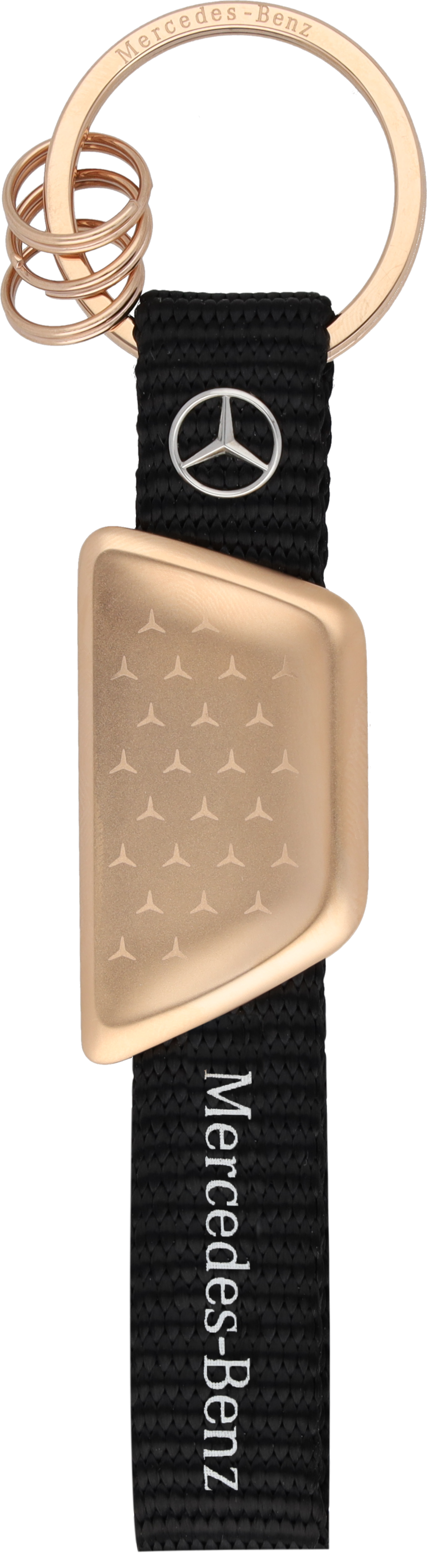 Schlüsselanhänger, Mercedes-Benz - roségoldfarben / schwarz, Edelstahl / recyceltes PET, PVD beschichtet