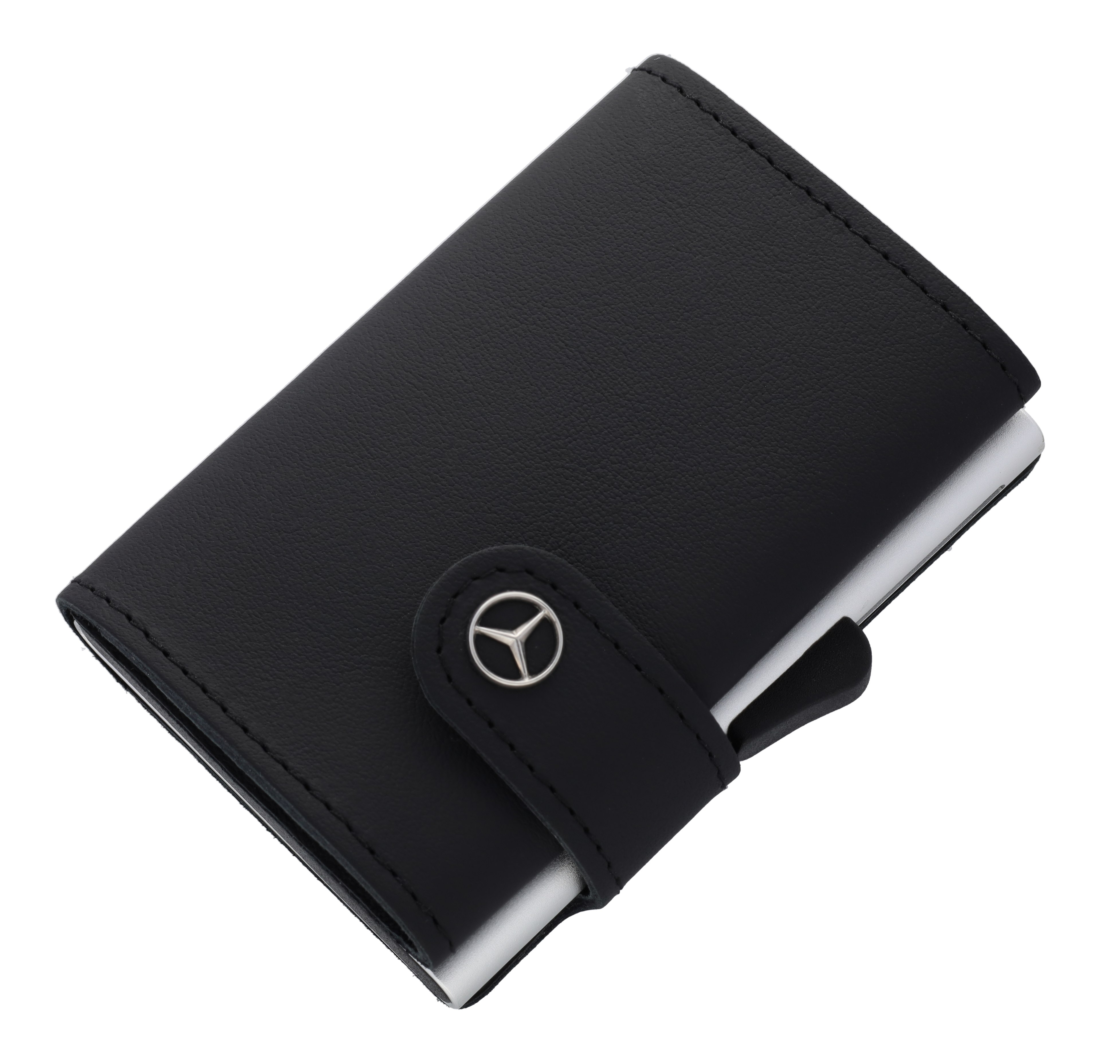 Mini-Geldbörse, Fahrzeugleder - schwarz, Rindleder