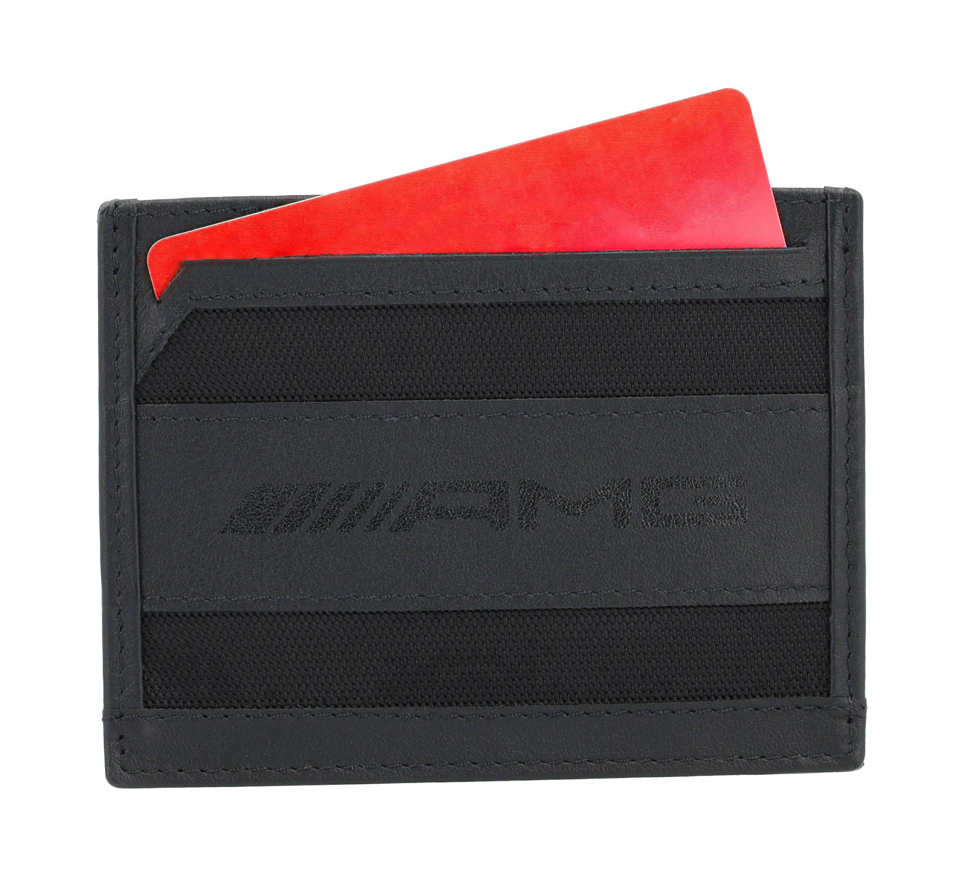 AMG Kreditkartenetui - schwarz, Rindleder / Nylon