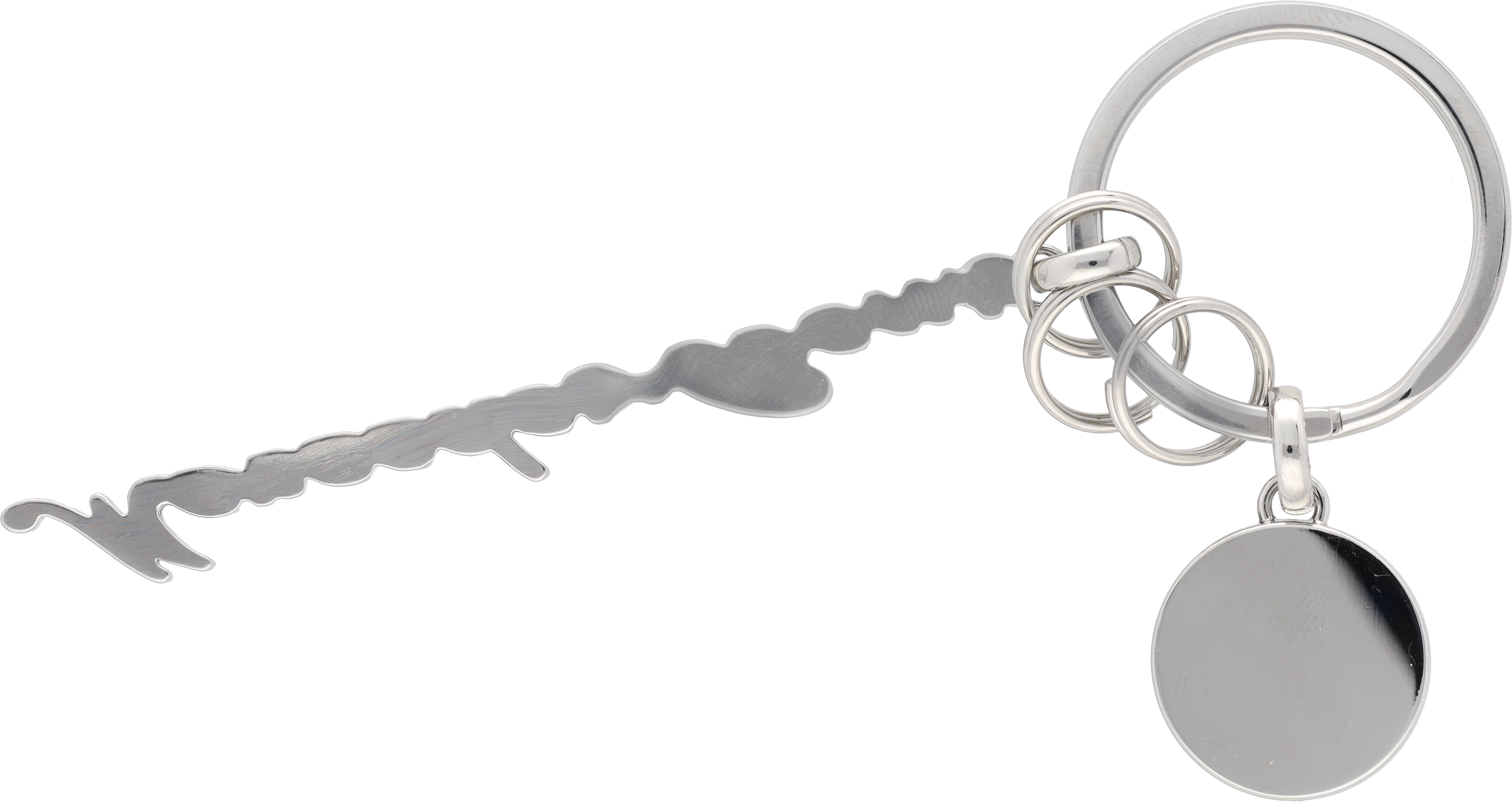 Breloczki do kluczy, Napis Mercedes Classic - srebrny / niebieski, stal nierdzewna / szkło kryształowe, polerowane