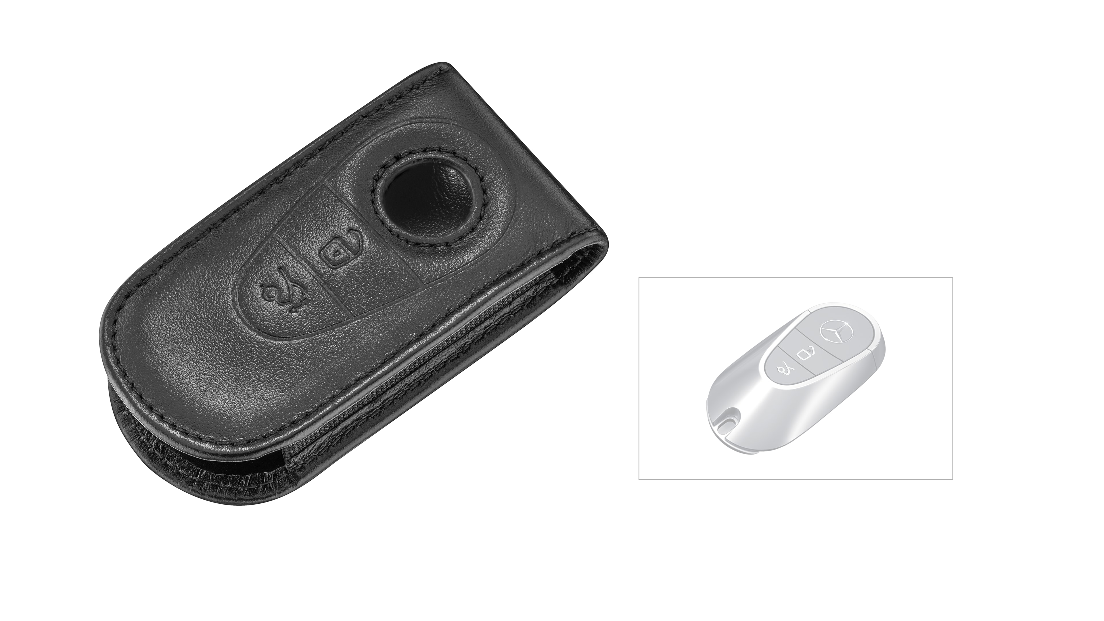 Opaska na klucze - czerń, skóra bydlęca