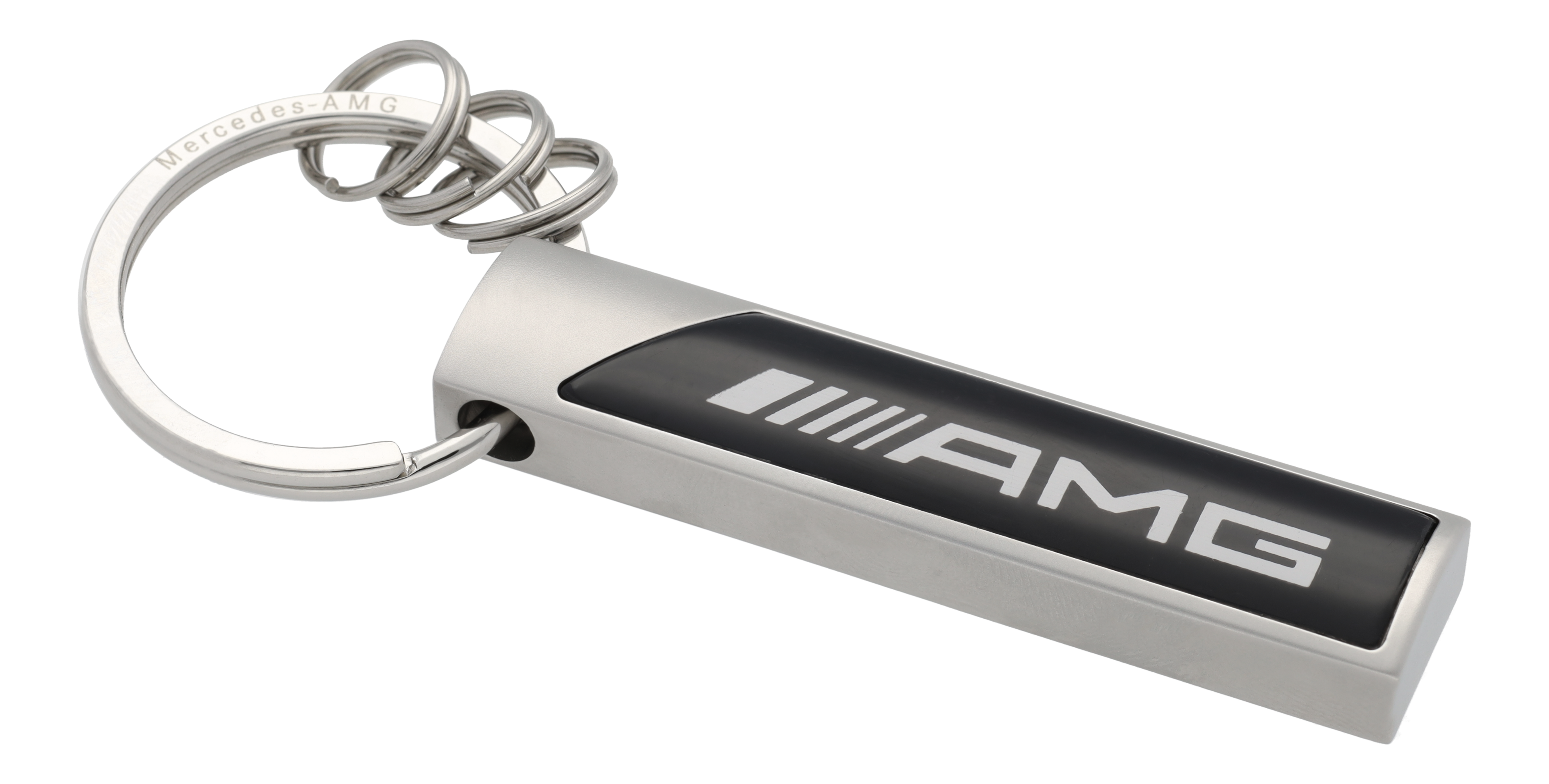 AMG Schlüsselanhänger, Logo - silberfarben / schwarz / weiß, Edelstahl
