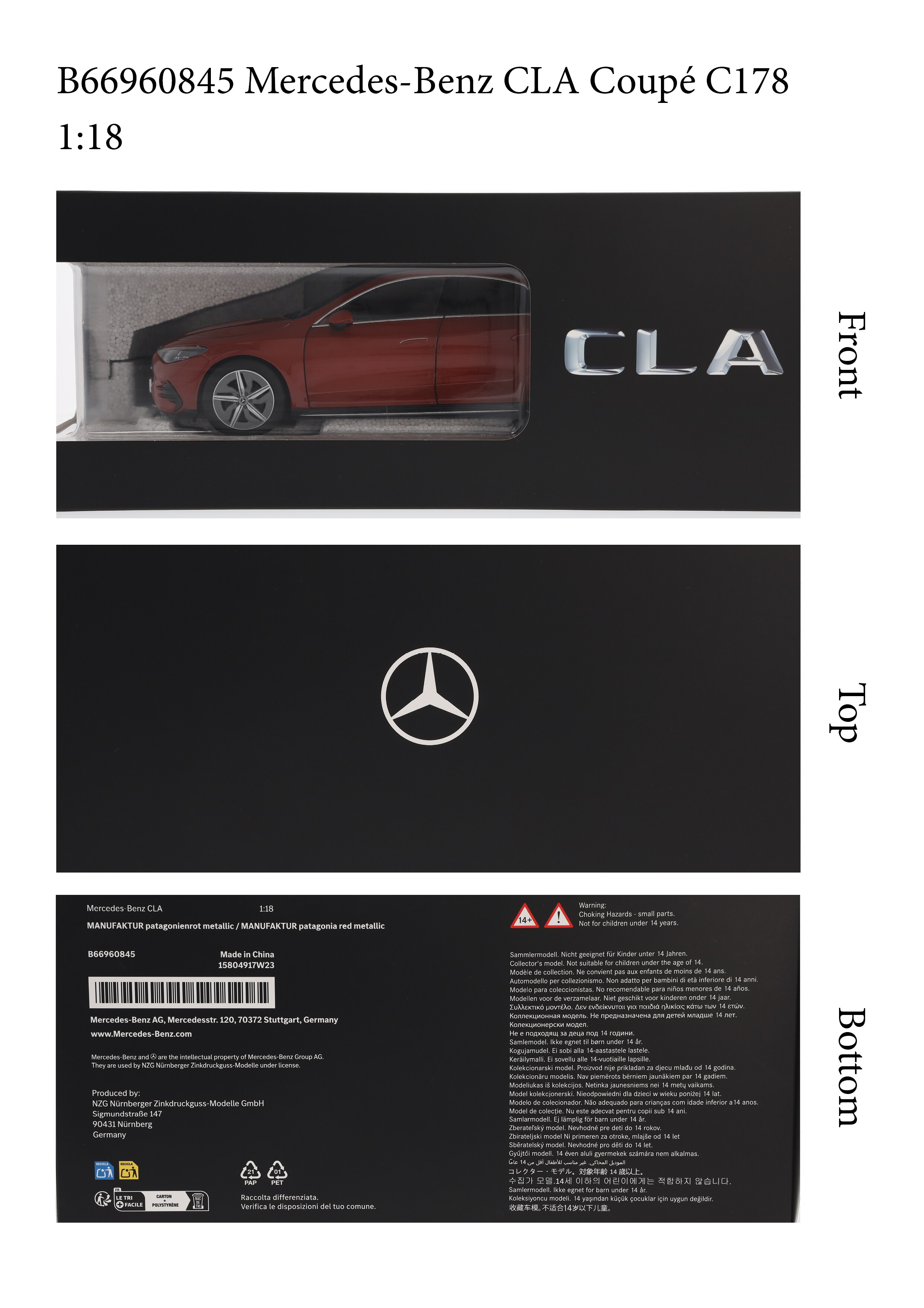 CLA Coupé, C178 - MANUFACTORY czerwień patagońska metalik, NZG, 1:18