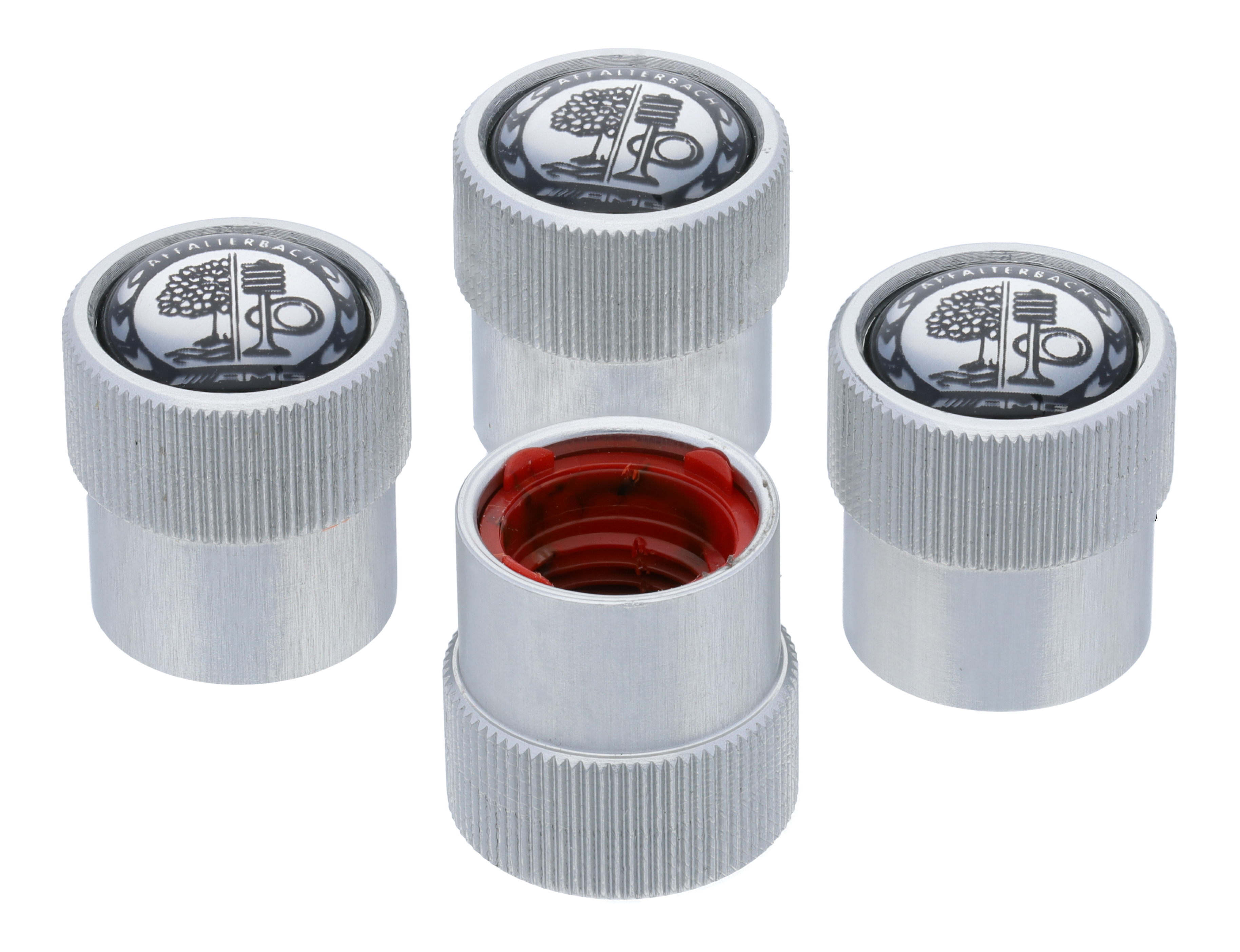 Kapturki ozdobne zaworów AMG, z herbem Affalterbach - srebrny