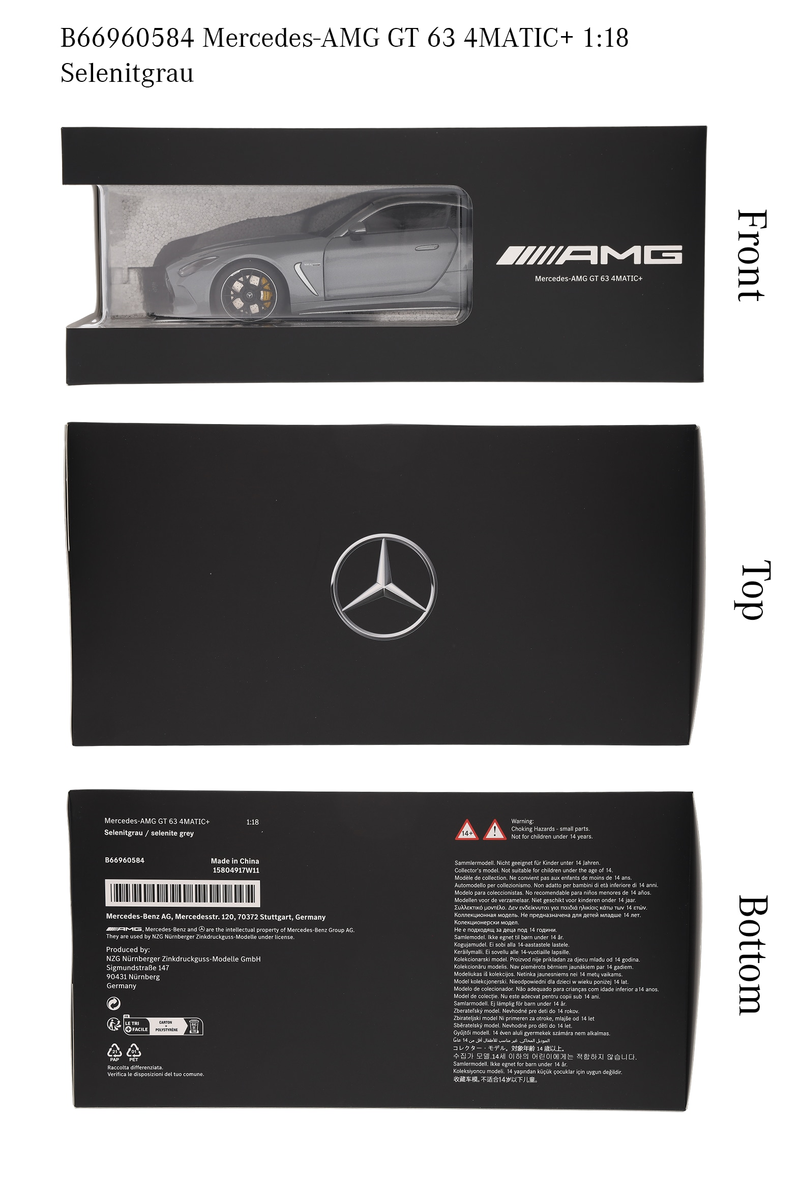 Mercedes-AMG GT 63, C192 - selenitgrau, NZG, 1:18