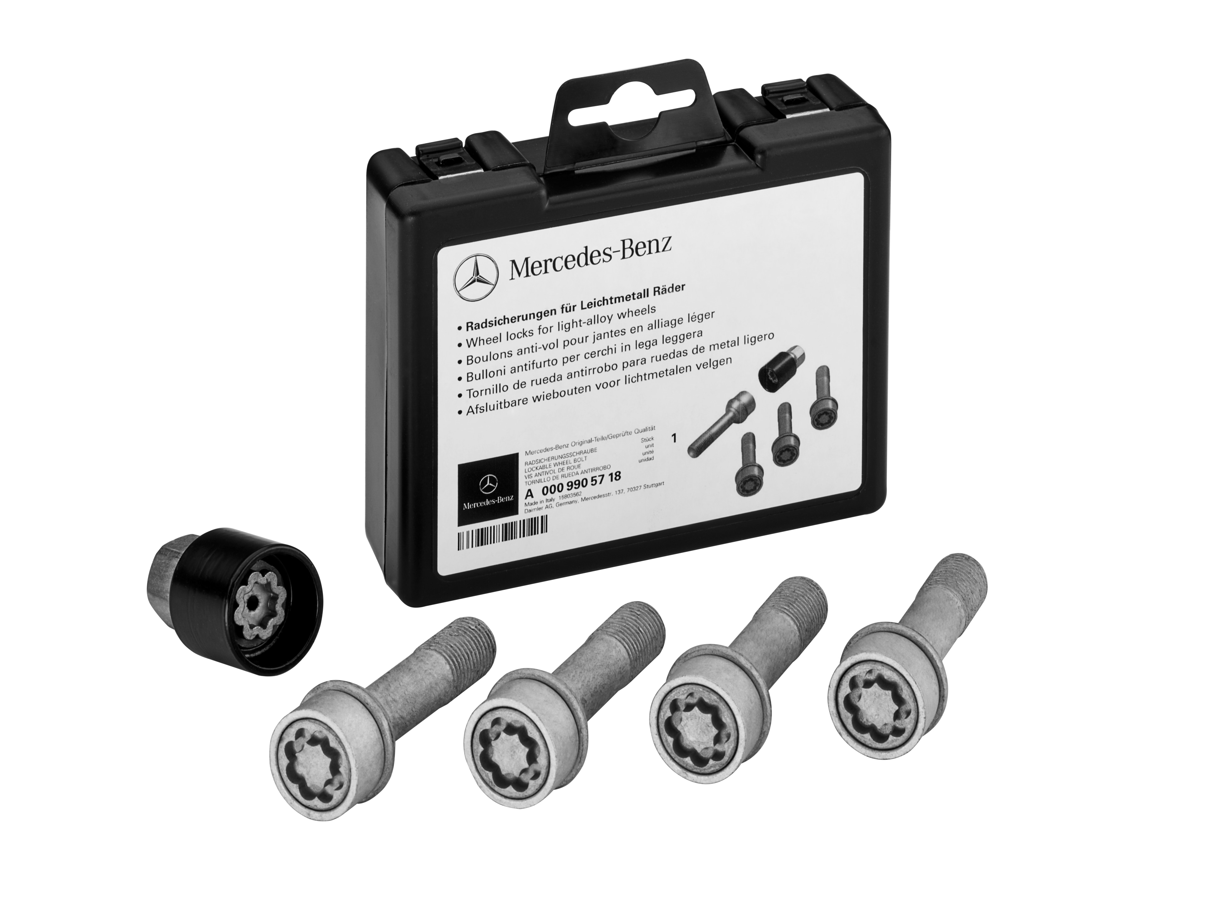 Zestaw zabezpieczeń kół, do obręczy z lekkiego stopu - srebrny