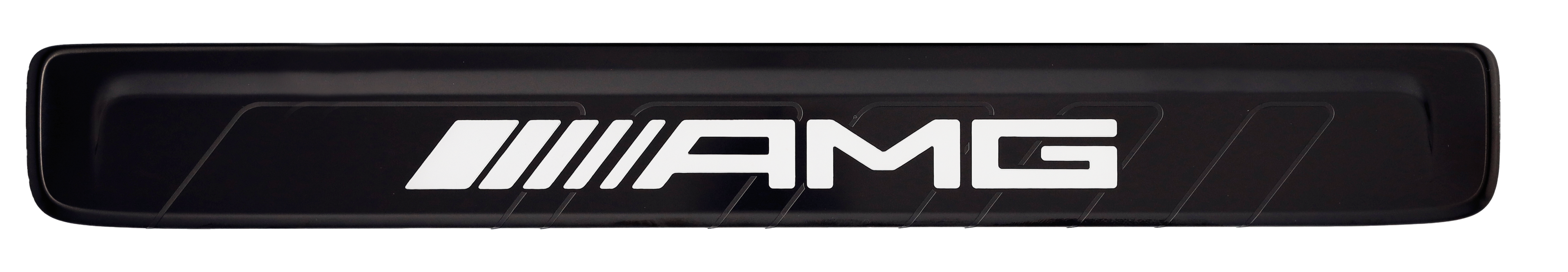 Wymienna nakładka na podświetlaną listwę progową, AMG, z przodu, 2-elementowy - stal nierdzewna, czerń / biały