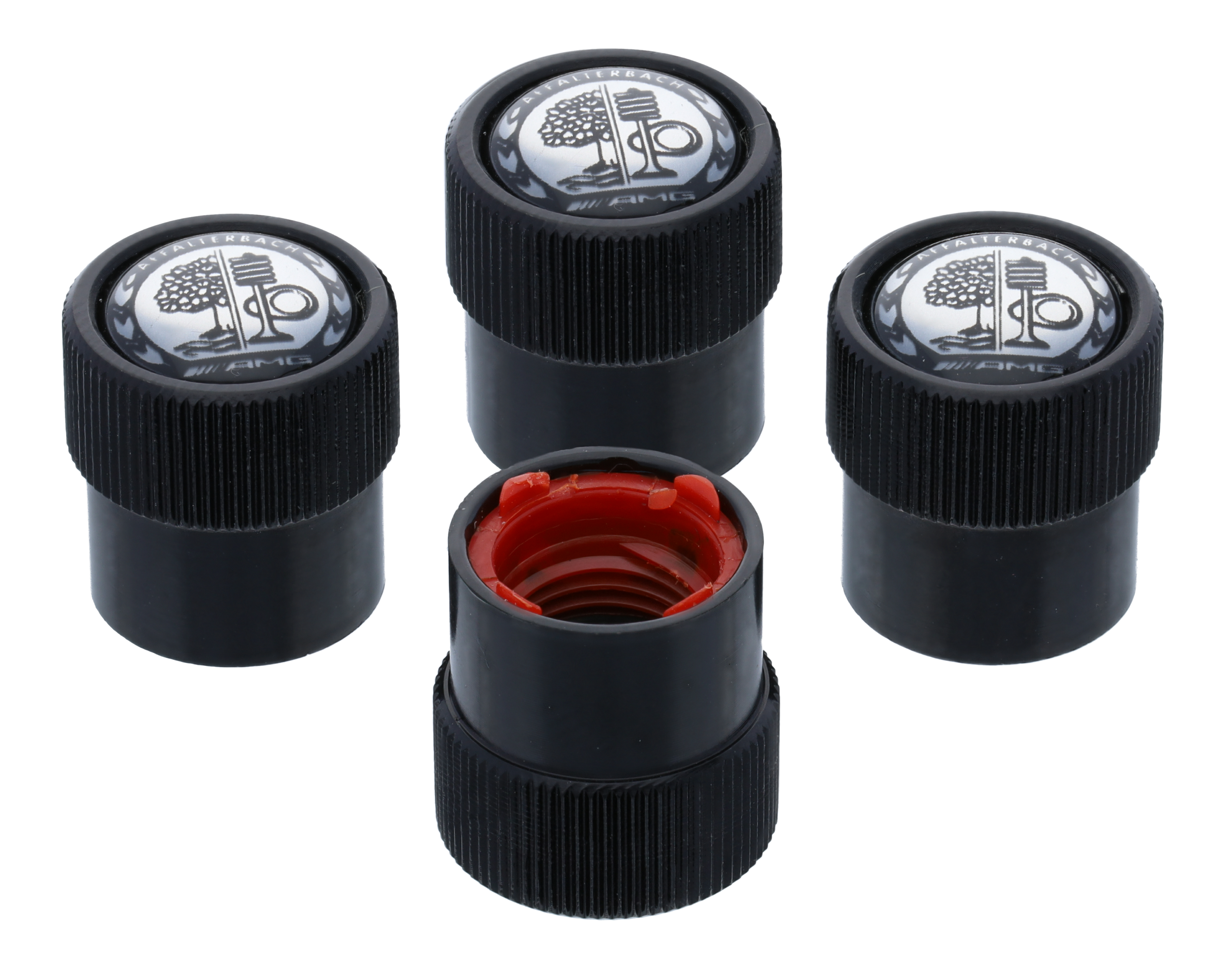 Kapturki ozdobne zaworów AMG, z herbem Affalterbach - czerń