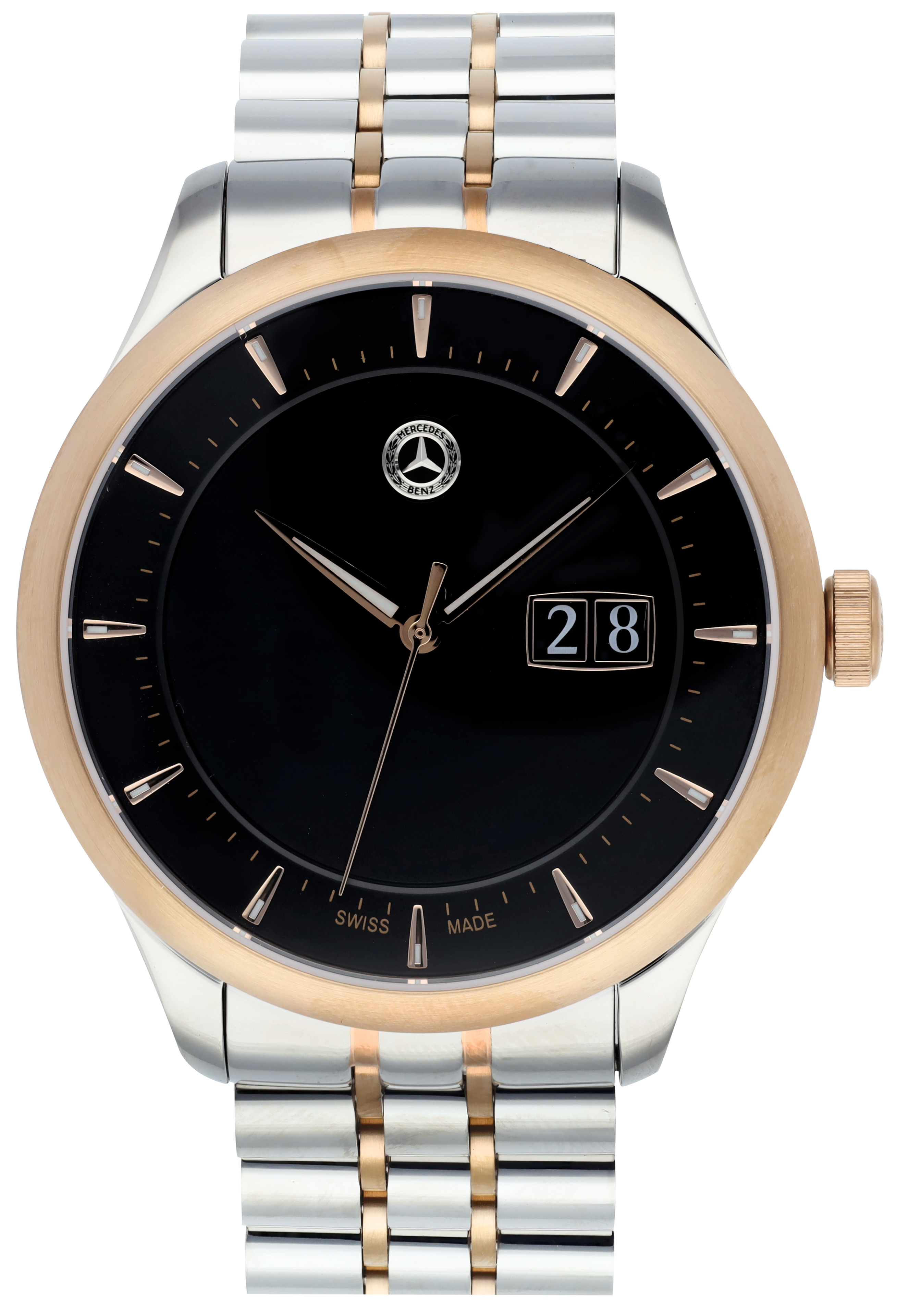 Armbanduhr Herren, Classic, Elegance - schwarz / silberfarben / roségoldfarben, Edelstahl