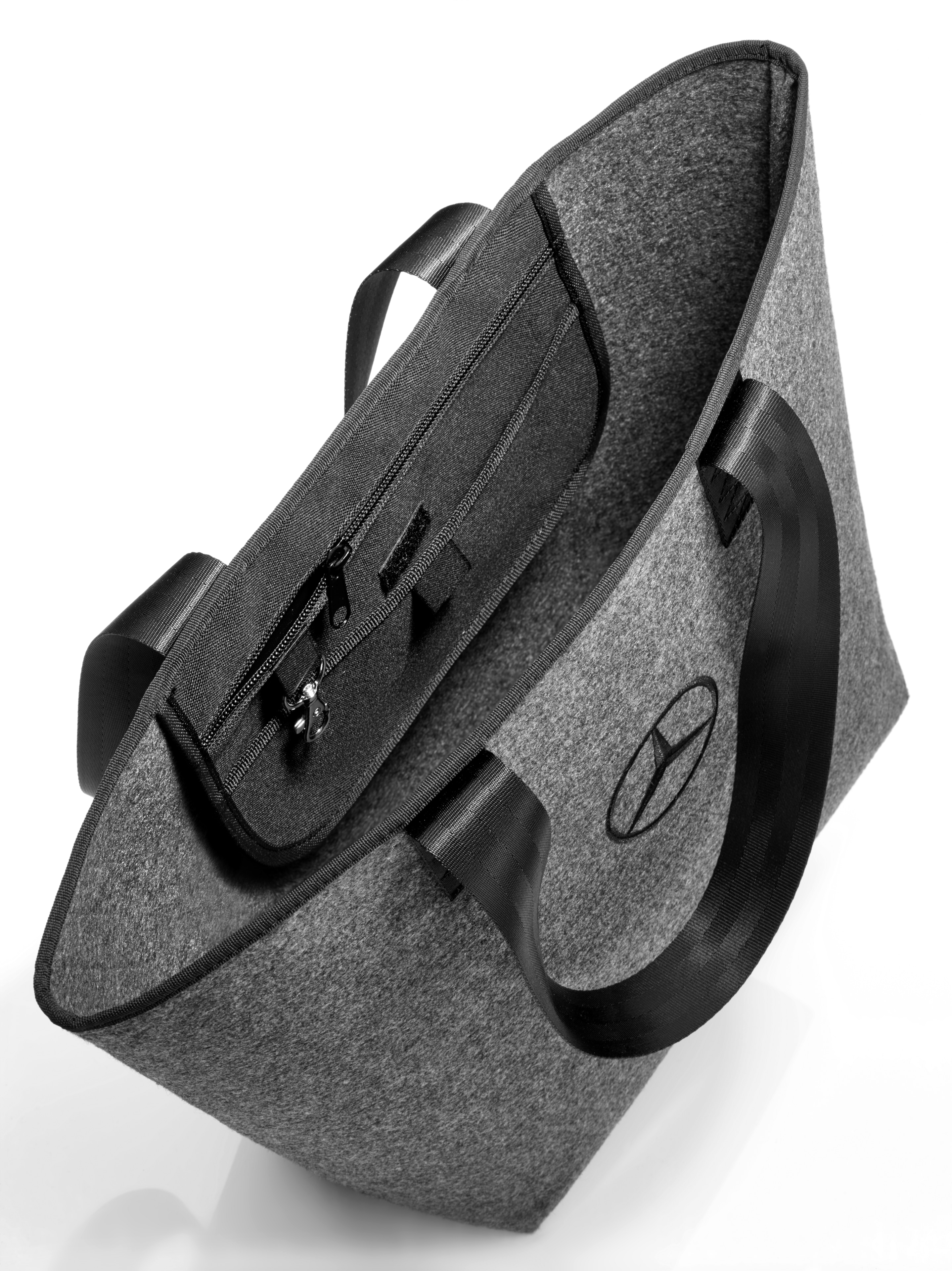 Einkaufstasche - grau / schwarz, Polyester