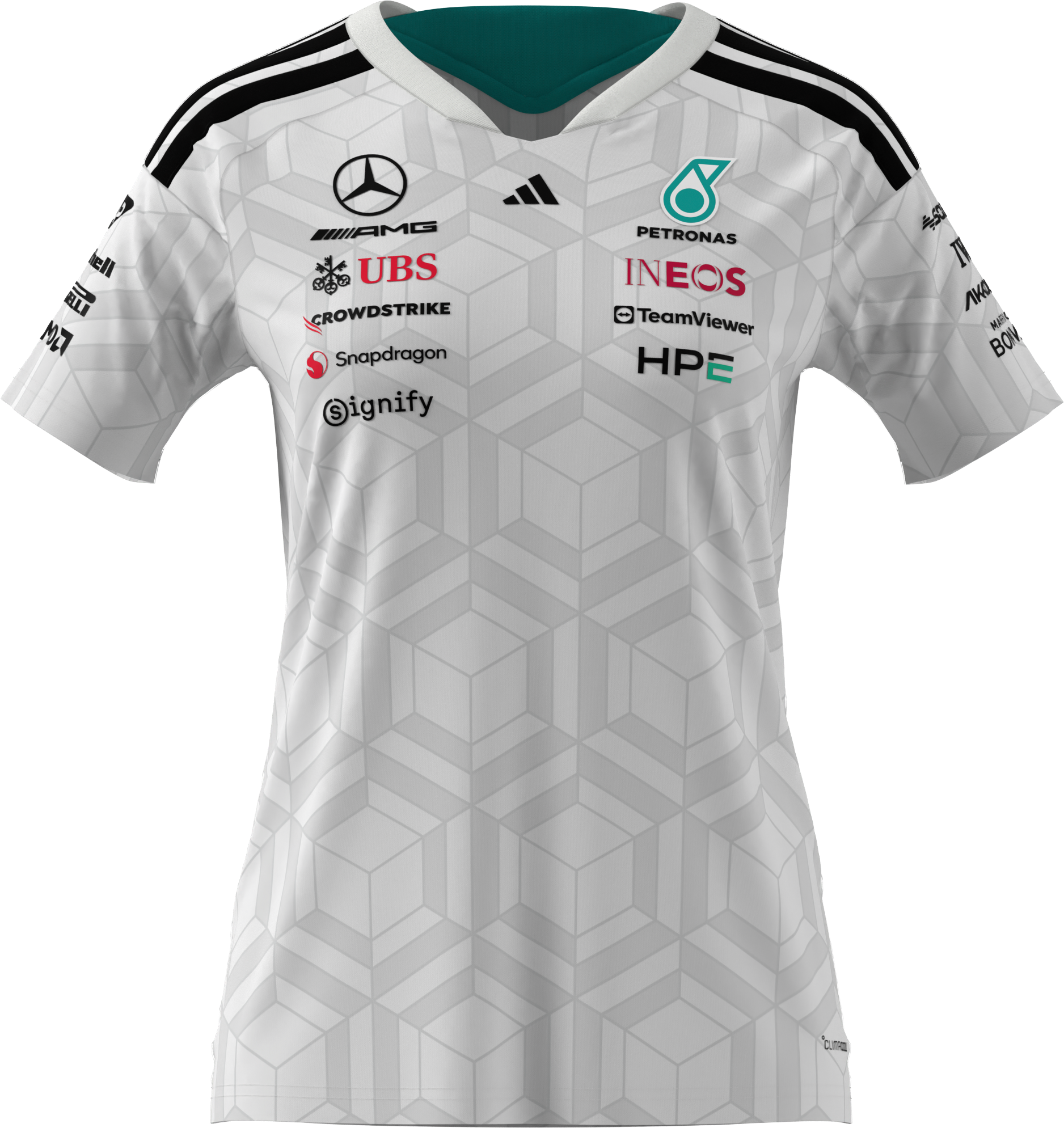 T-shirt damski, Kierowca, Mercedes-AMG F1 - biały, L