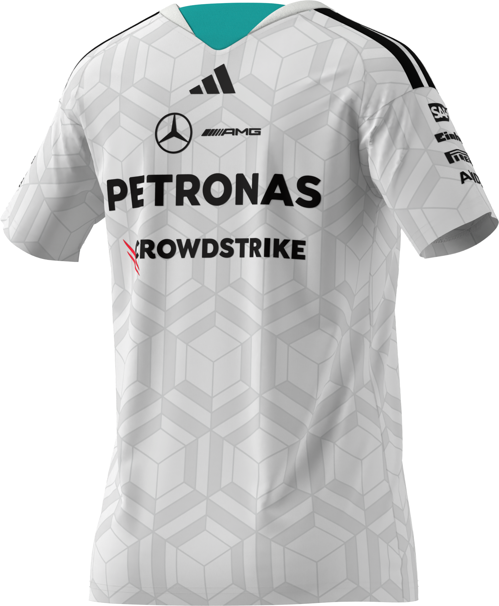 T-shirt damski, Kierowca, Mercedes-AMG F1 - biały, L