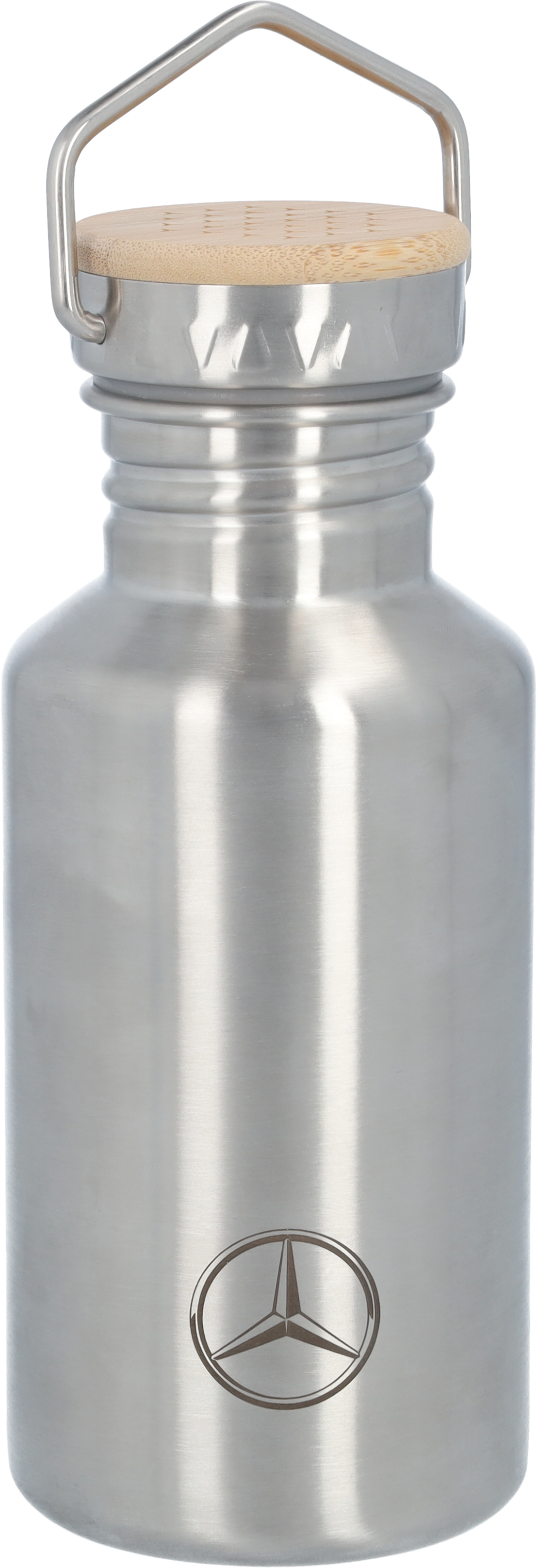 Trinkflasche Kinder, Mercedes-Benz - silberfarben / blau, Edelstahl / Bambus / Polypropylen, Lässig