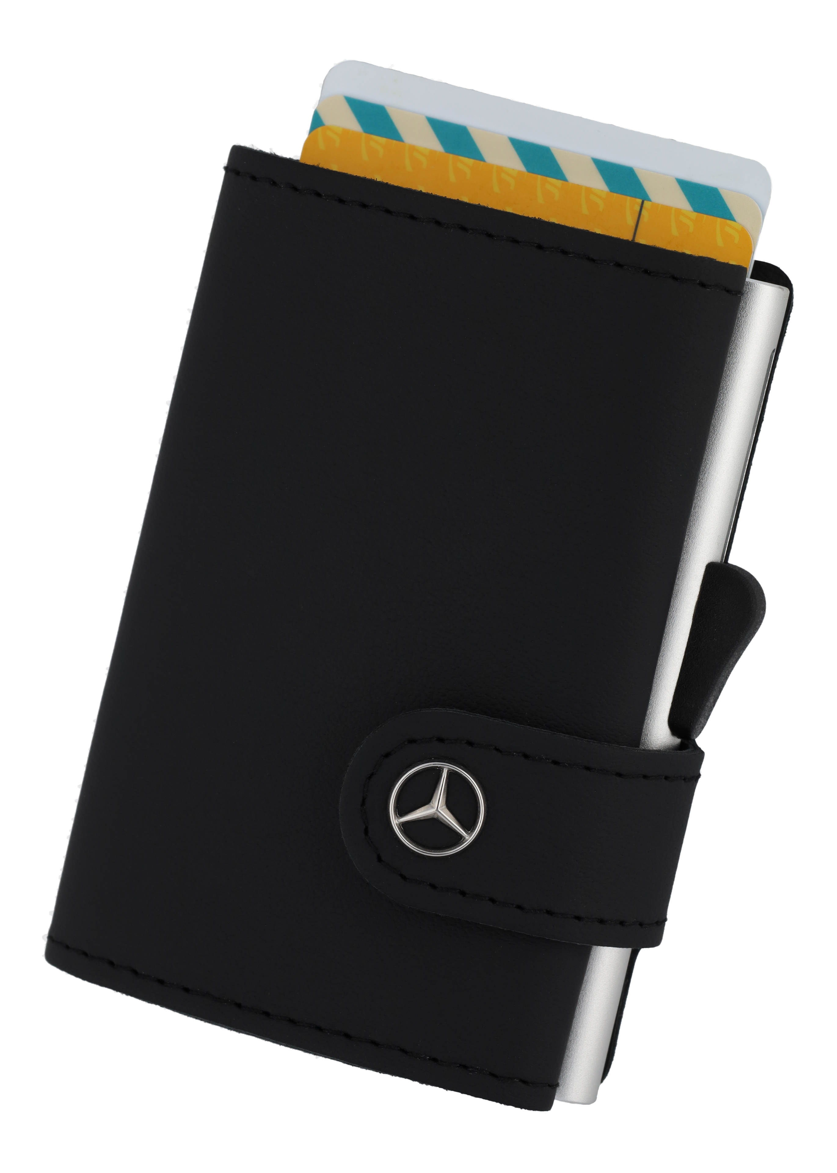 Mini-Geldbörse, Fahrzeugleder - schwarz, Rindleder