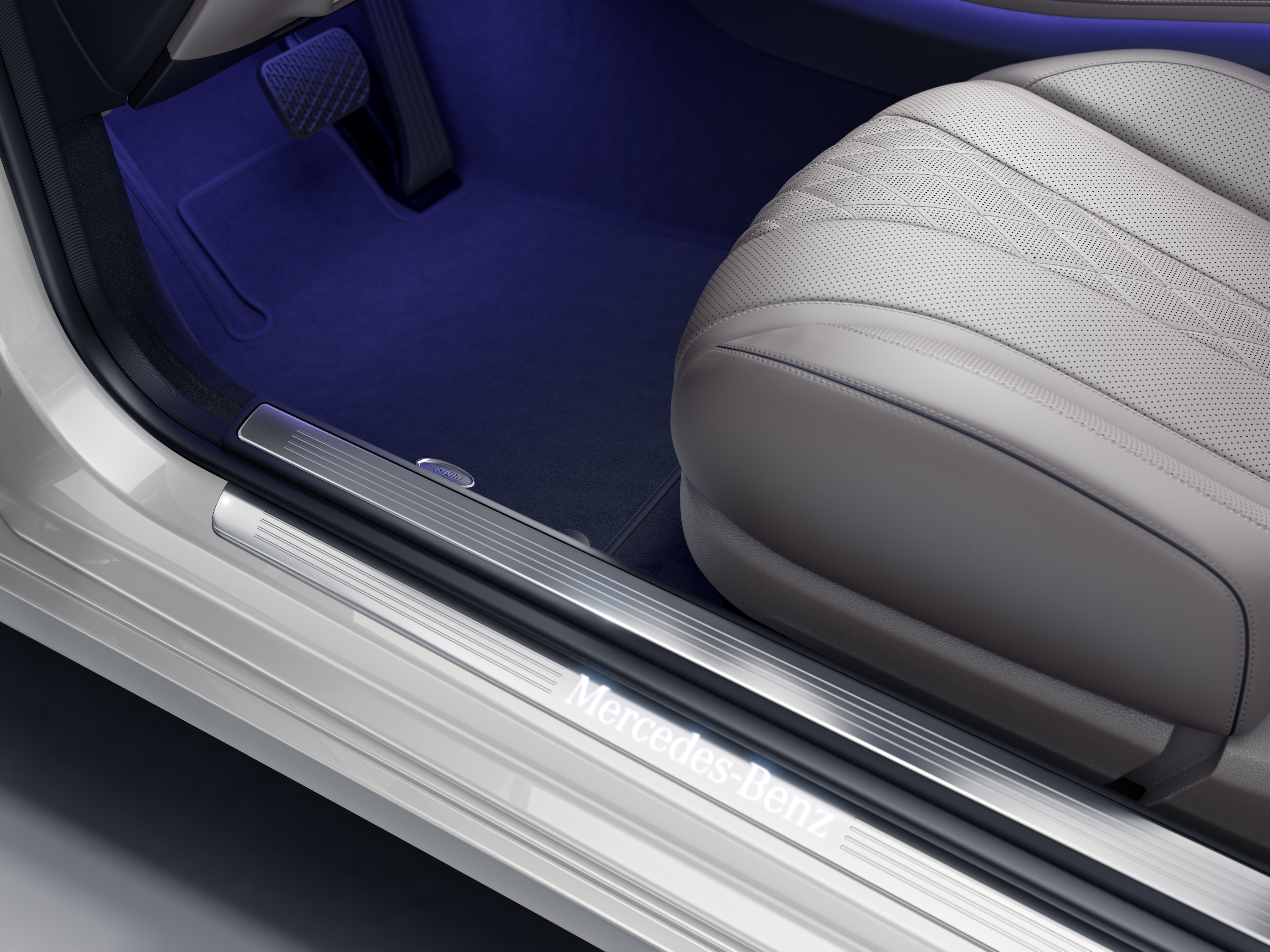 Listwa progowa, podświetlane, z przodu, 2-krotny - stal nierdzewna, biały