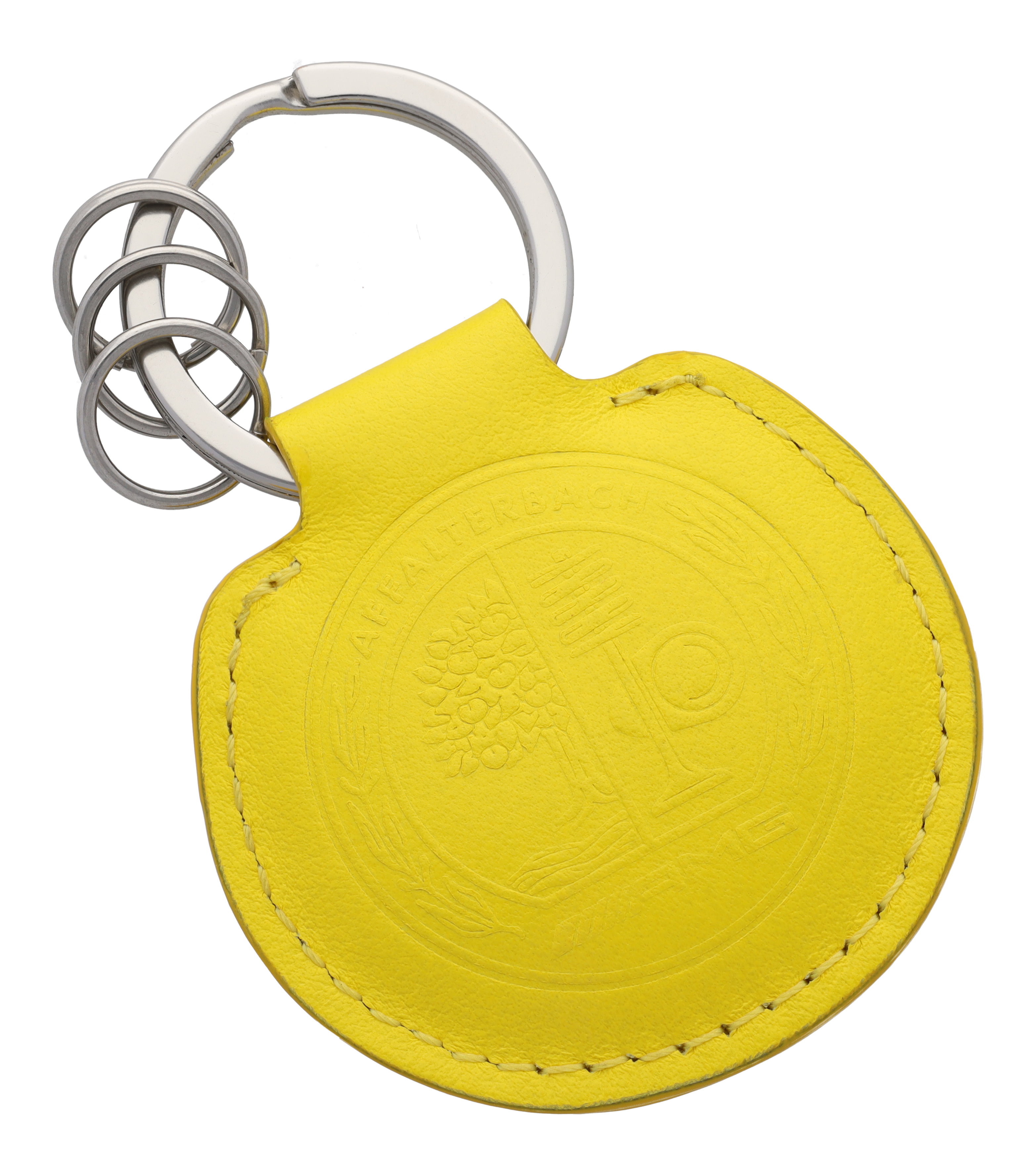 AMG Schlüsselanhänger, Classic - gelb / silberfarben, Rindleder / Edelstahl