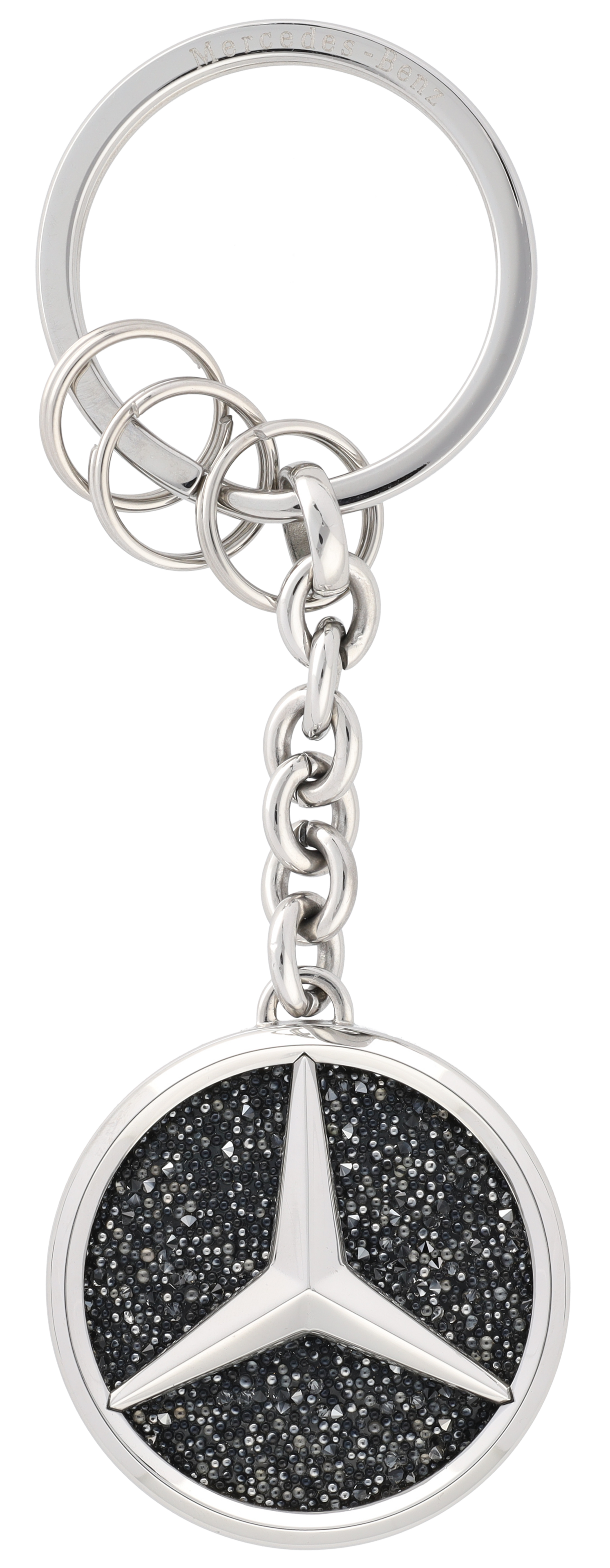 Schlüsselanhänger, St. Tropez - silberfarben / schwarz, Edelstahl / Kristallglas, poliert
