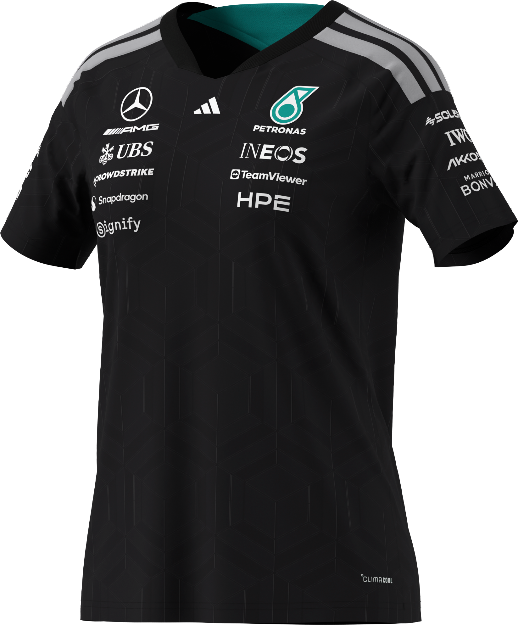 T-shirt damski, Kierowca, Mercedes-AMG F1 - czerń, L