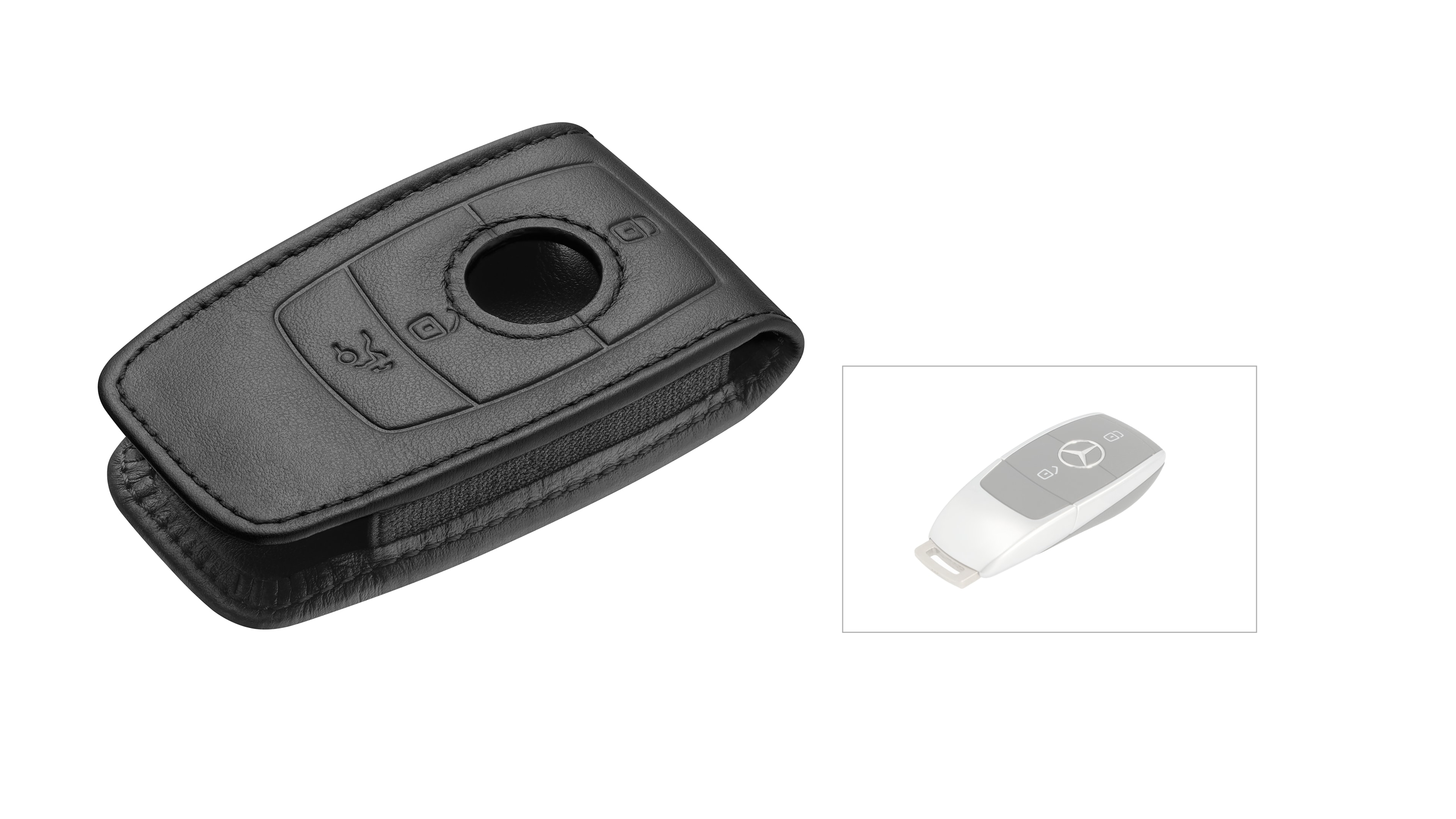 Opaska na klucze - czerń, skóra bydlęca