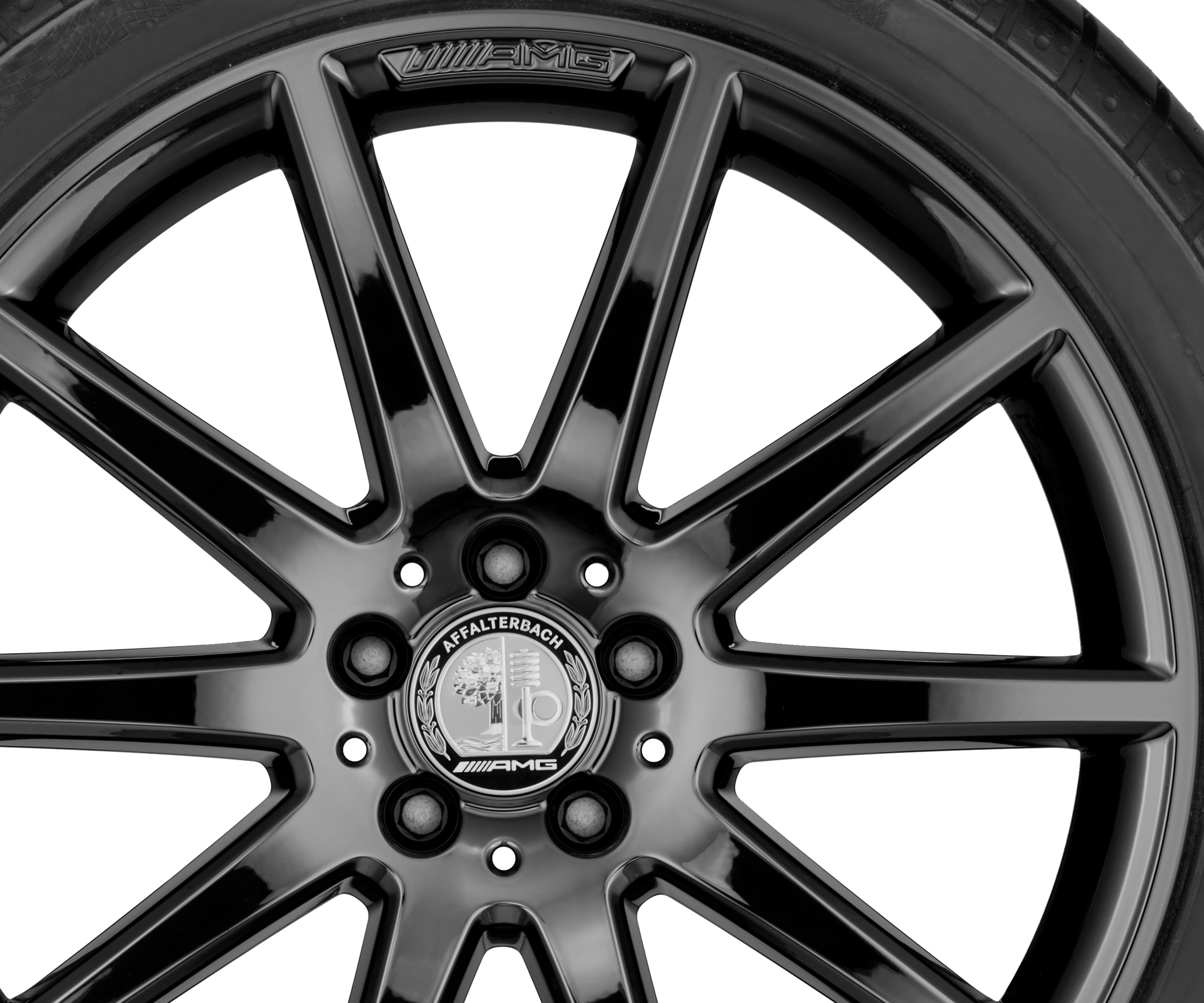 AMG Radnabenabdeckung, mit AMG Wappen - silberfarben / schwarz