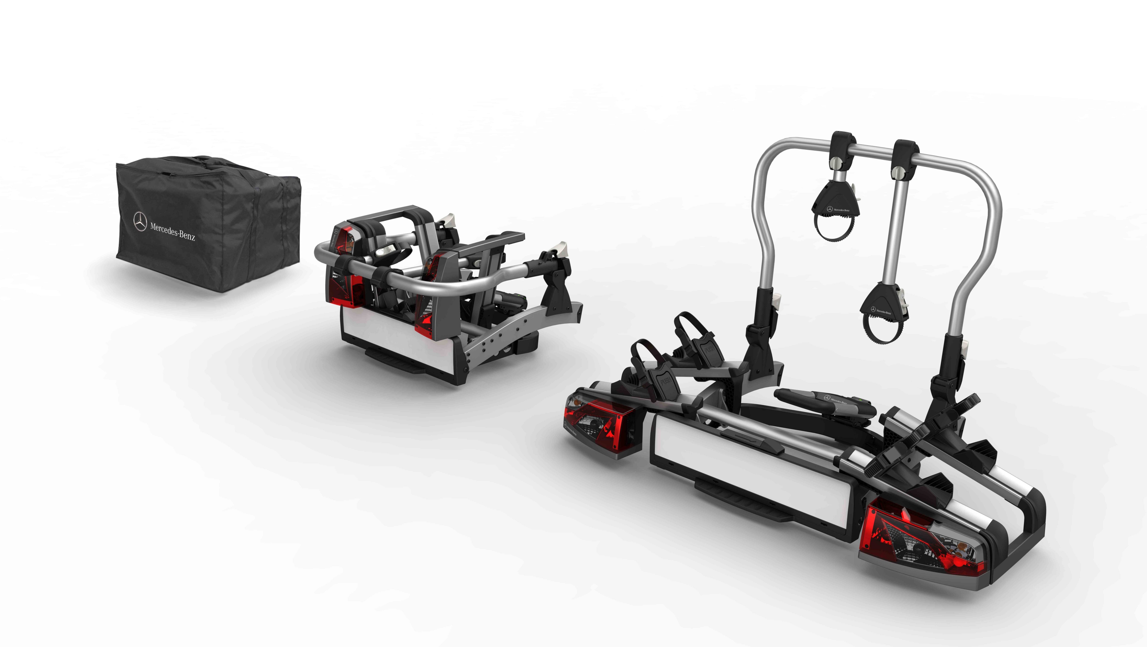 Tylny bagażnik rowerowy, do haka holowniczego, składany, 2 rowery, ECE - tworzywo sztuczne / aluminium / stal, antracyt / czerń