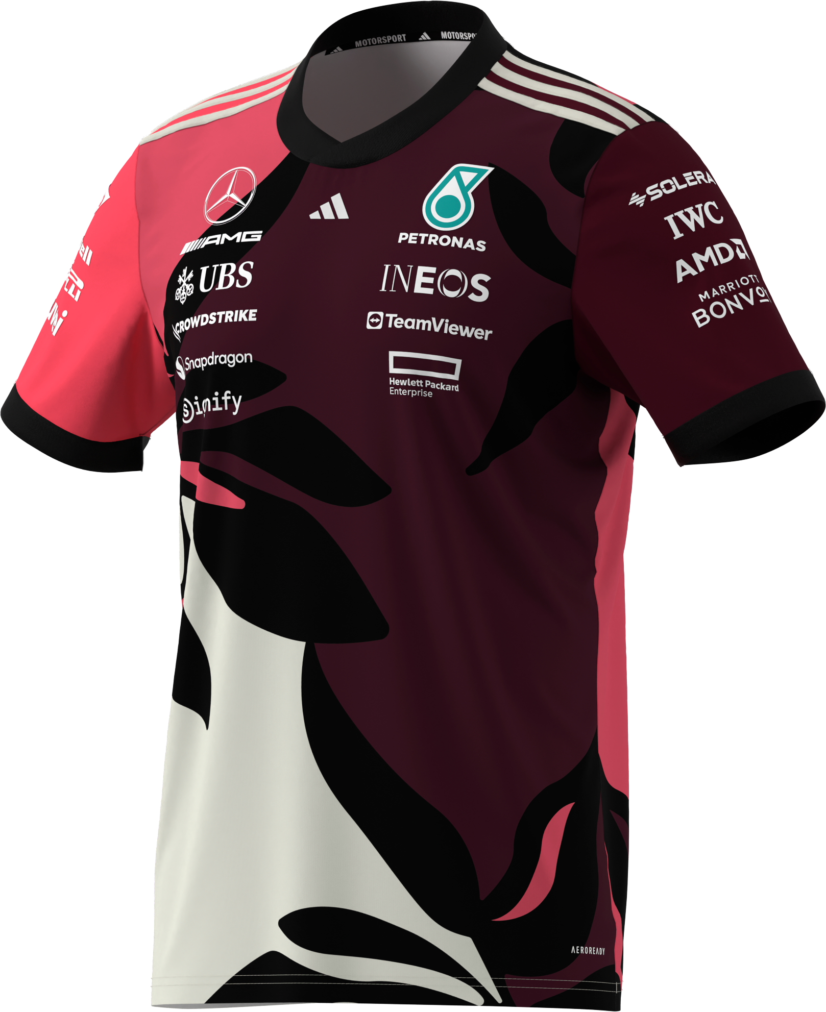 T-shirt męski, Kierowca, Mercedes-AMG F1, Special Edition Miami 2025 - czerwone wino, L