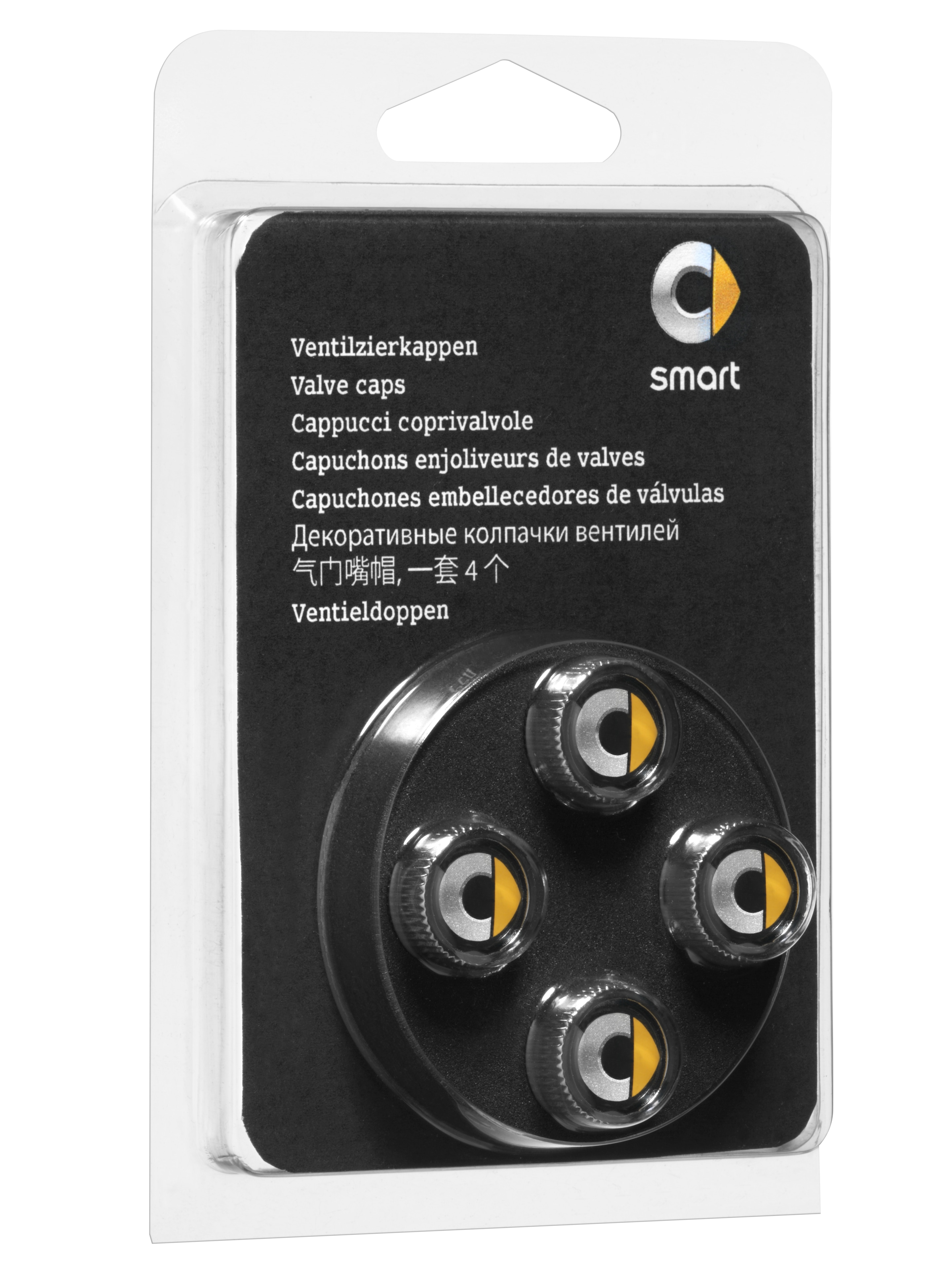 Kapturek ozdobny na zawór, Zestaw 4-częściowy, smart - tworzywo sztuczne, chrom