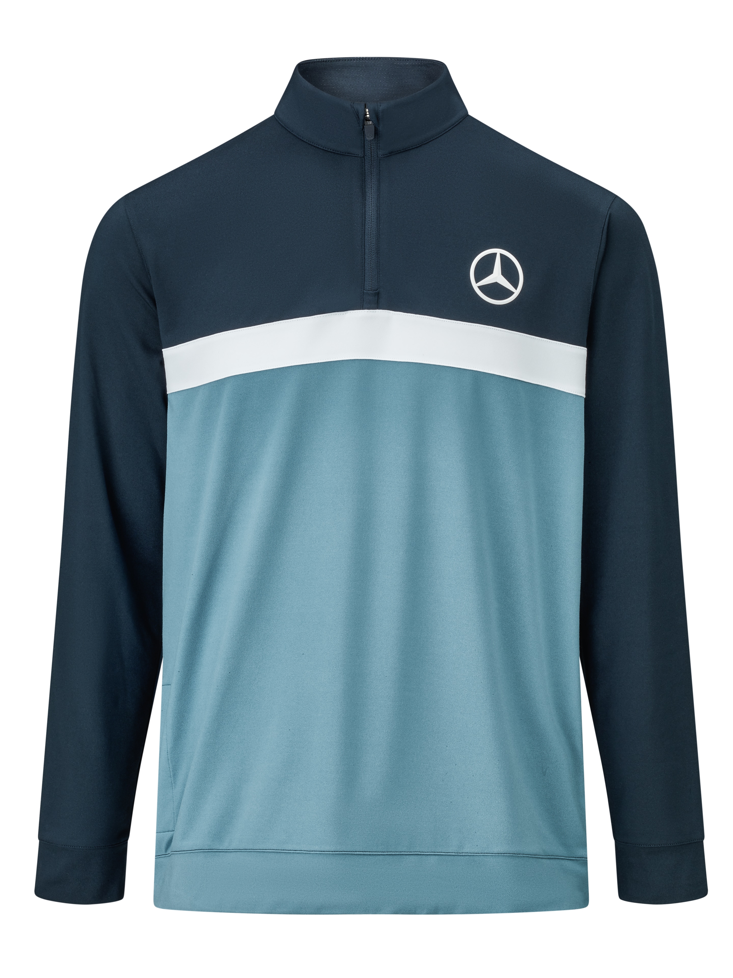 Męski sweter z golfem, Pure Colorblock - navy / zen blue / white, M