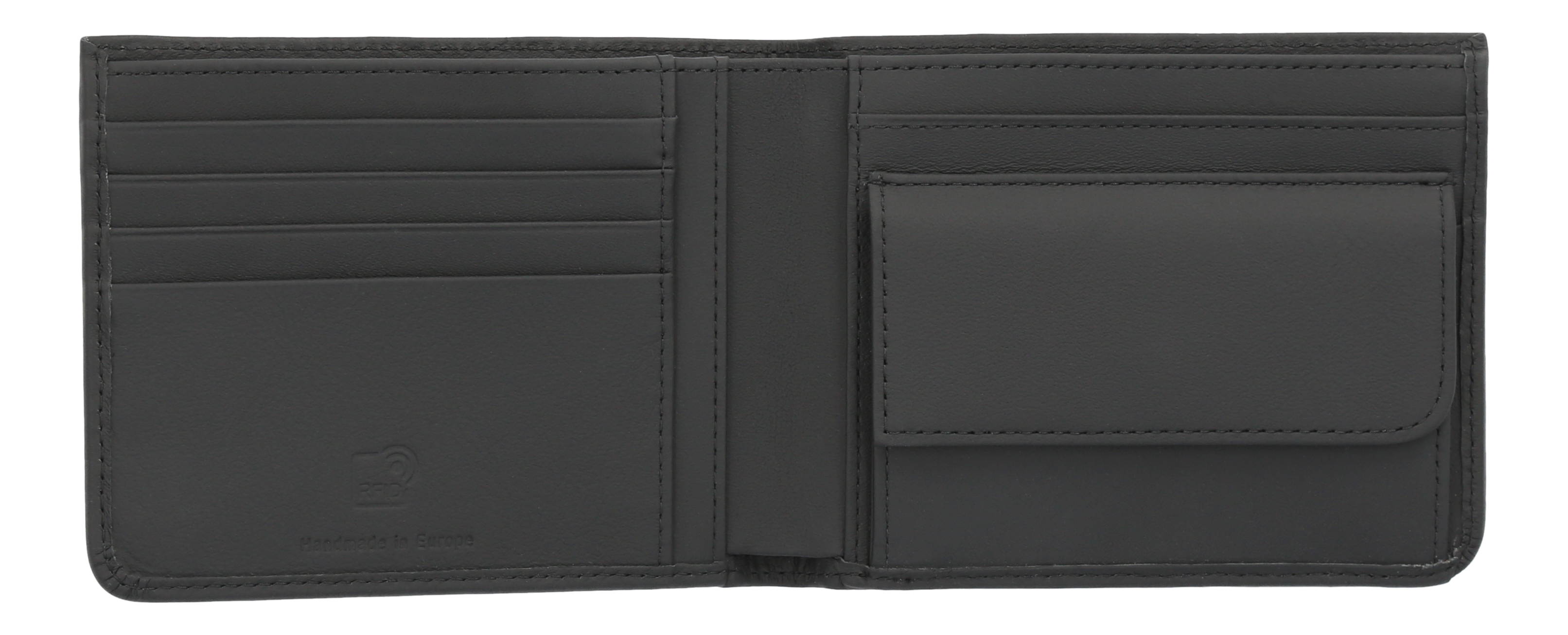 Geldbörse, Fahrzeugleder - schwarz, Rindleder