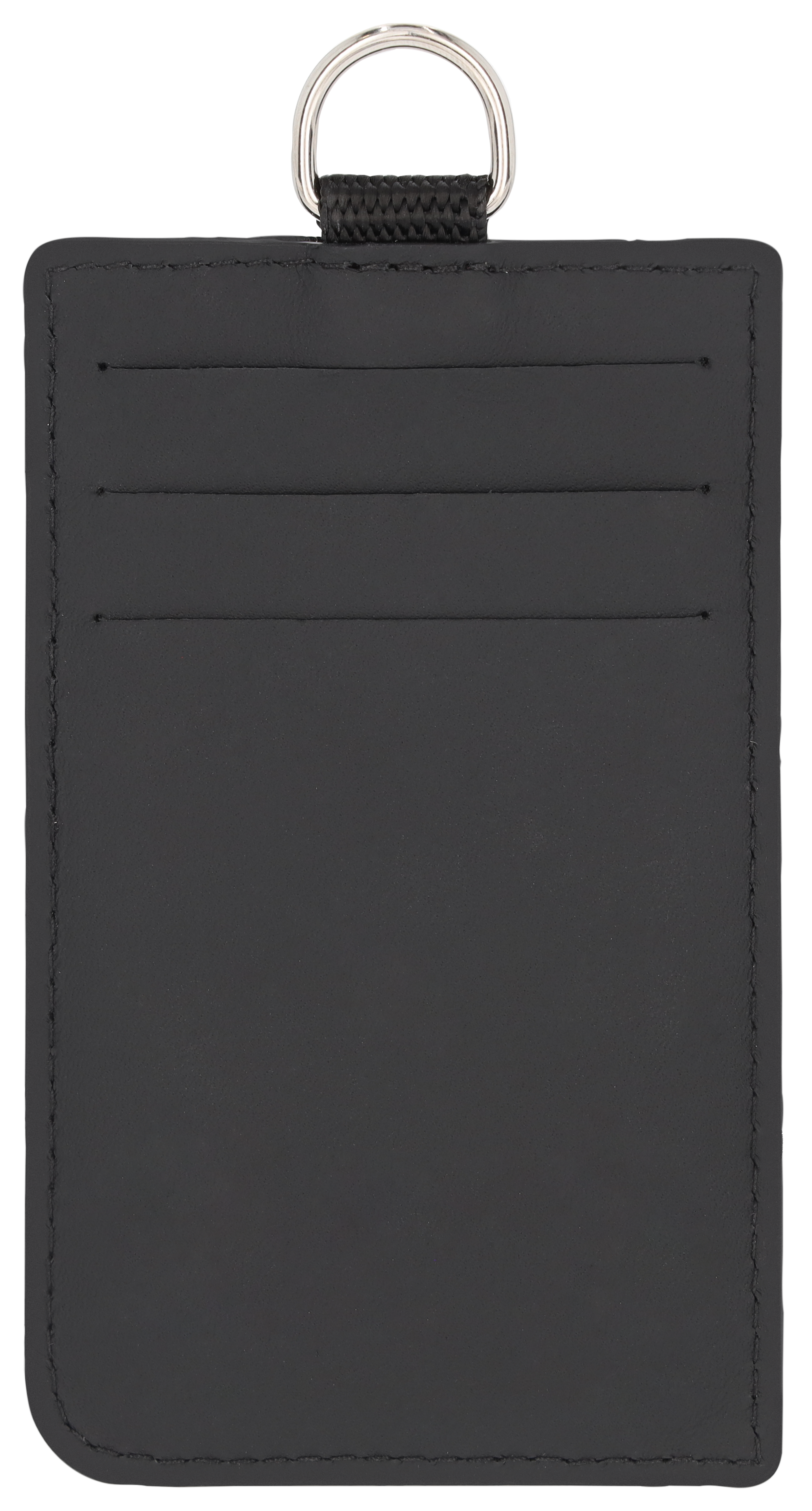 Etui na karty kredytowe, ze sznurkiem, skóra samochodowa - czerń, skóra