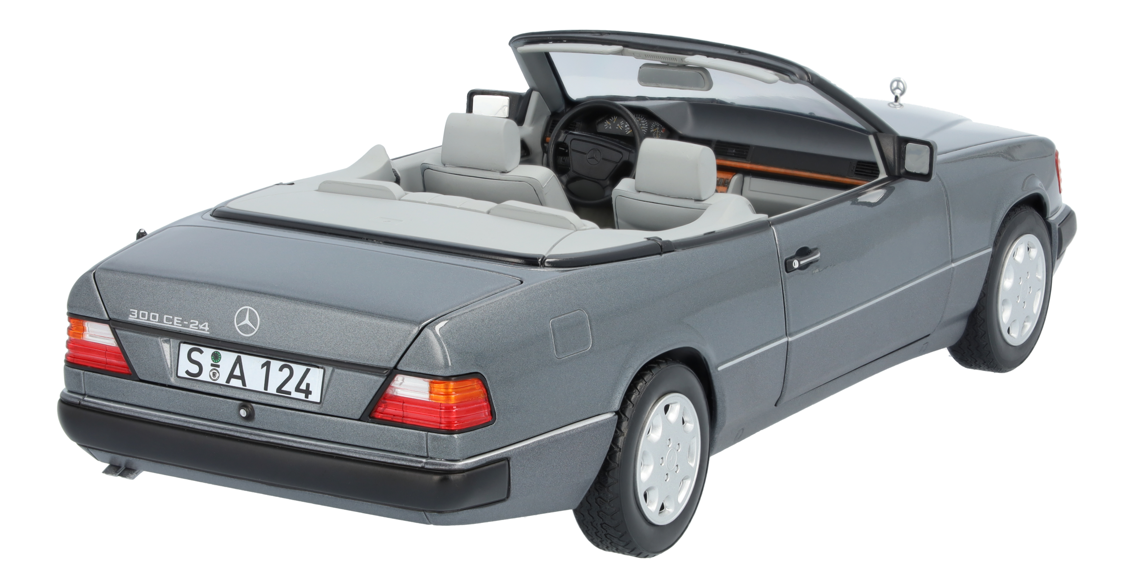 300 CE-24 Cabriolet A 124 (1991-1993) - szarość masy perłowej, Norev, 1:18