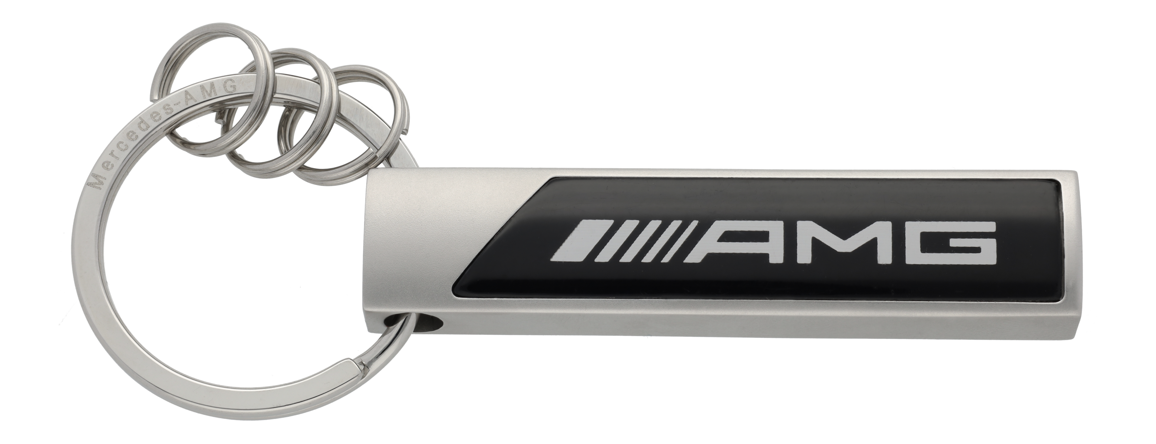 AMG Schlüsselanhänger, Logo - silberfarben / schwarz / weiß, Edelstahl
