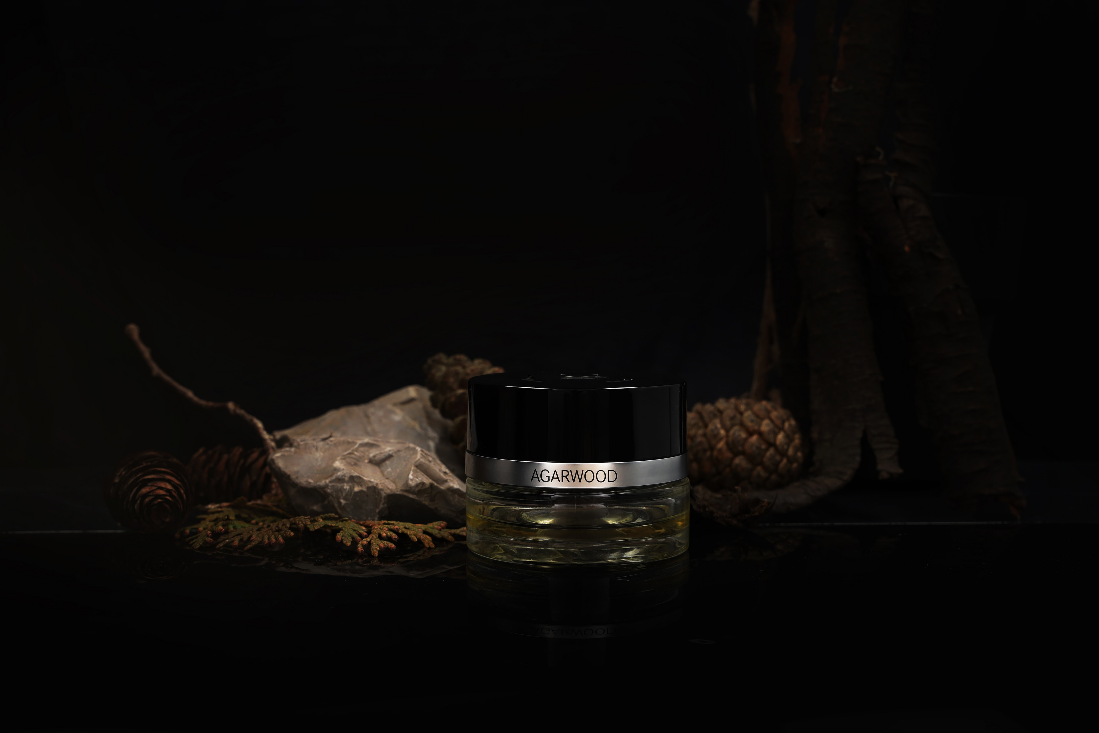 Flakon, AGARWOOD MOOD - przezroczyste / czerń, szkło, 15 ml