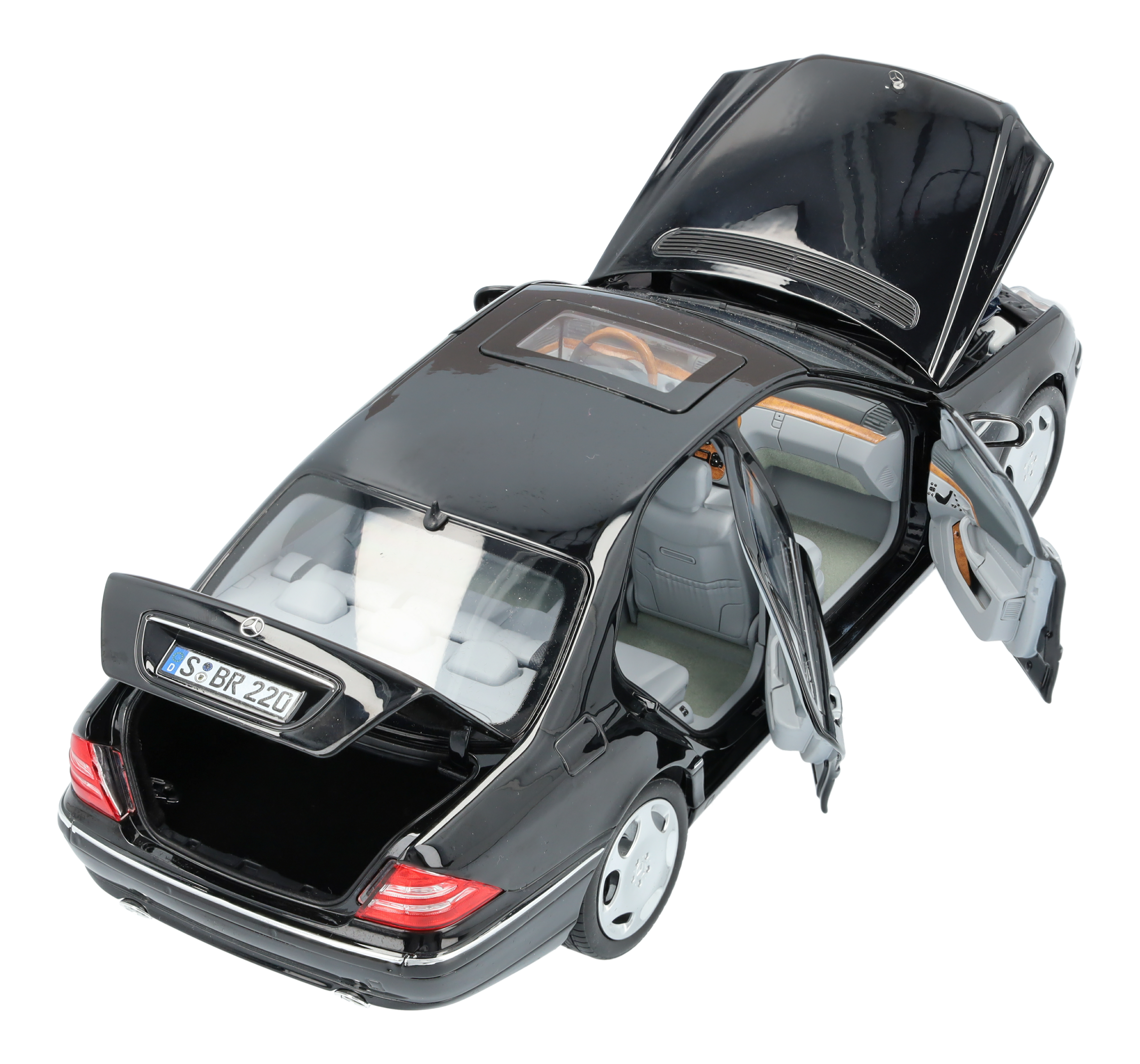 S 600 Limousine Langversion V220 (2000-2005) - obsidianschwarz, Norev, 1:18