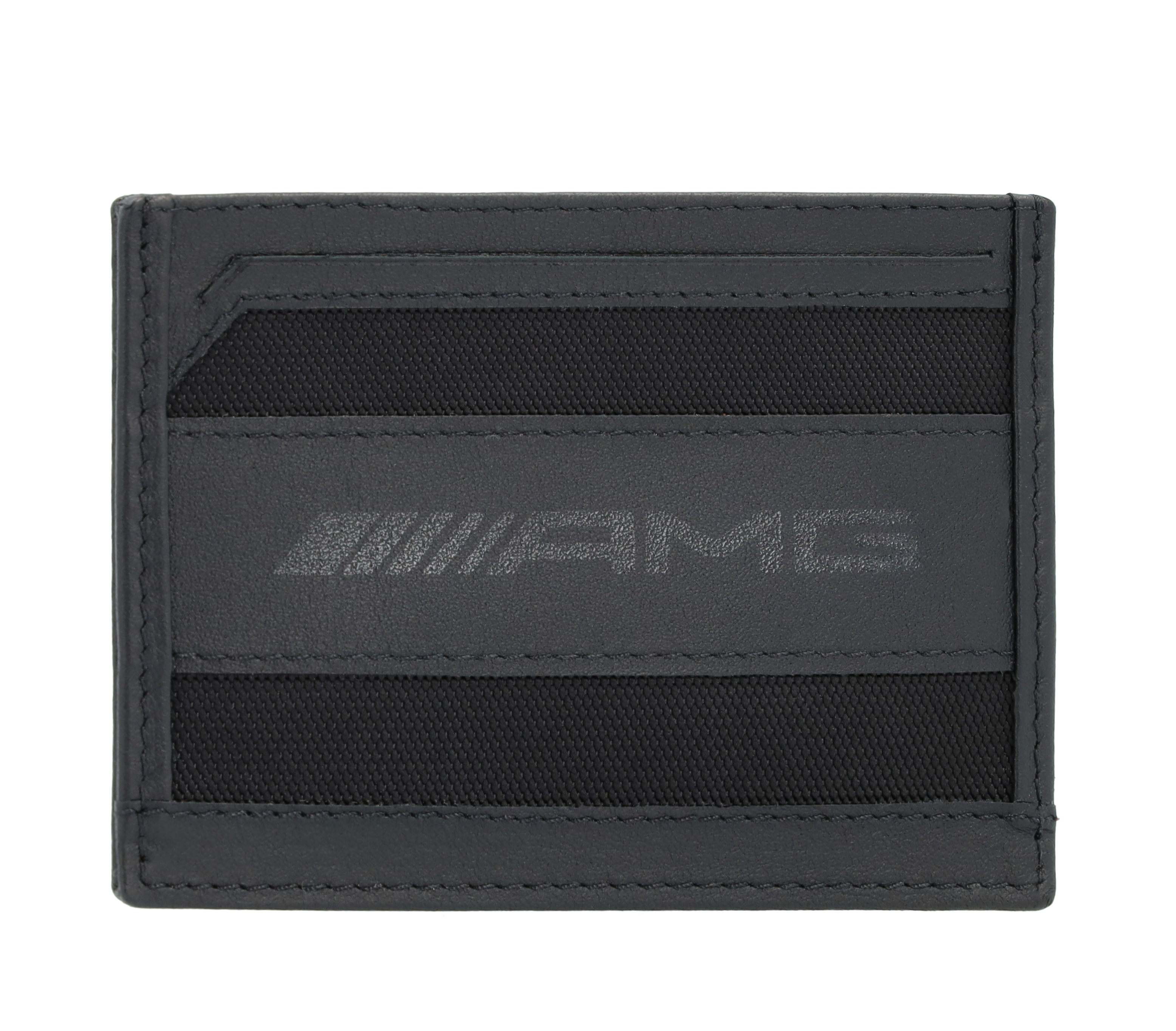 Etui AMG na karty kredytowe - czerń, skóra bydlęca / nylon