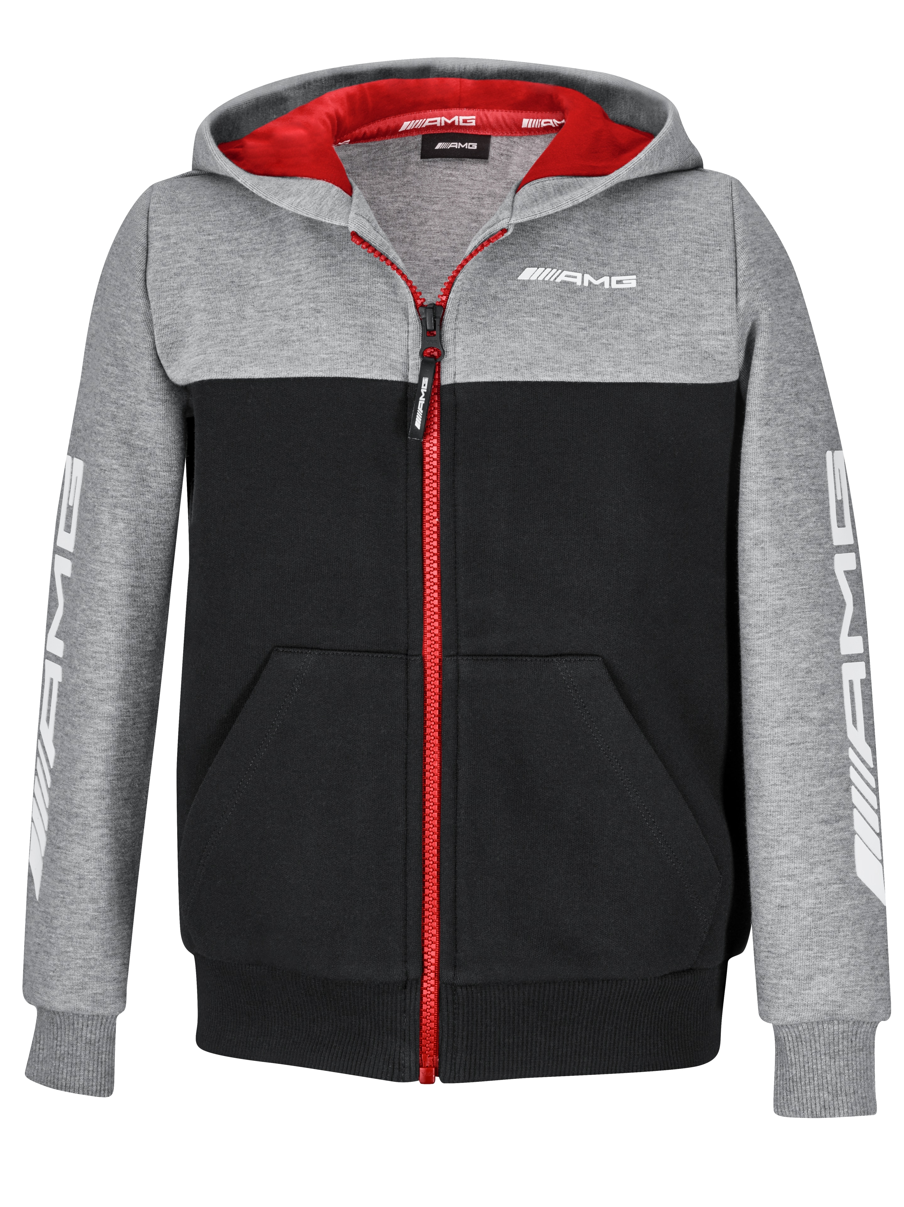 AMG Sweatjacke Kinder - grau / schwarz, 128 / 134