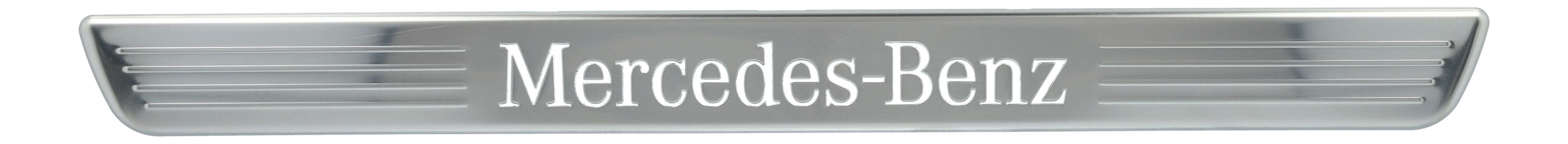 Wymienna nakładka na podświetlaną listwę progową, Mercedes-Benz, z przodu, 2-elementowy - stal nierdzewna, srebrny / biały